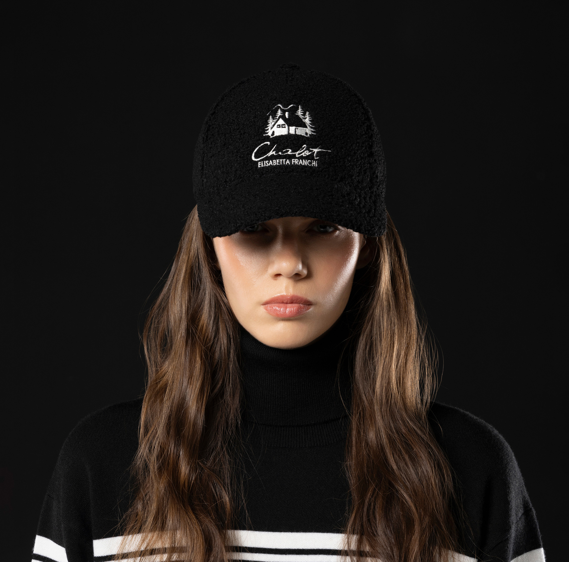 Shearling baseball cap with embroidery | Elisabetta Franchi® Outlet
