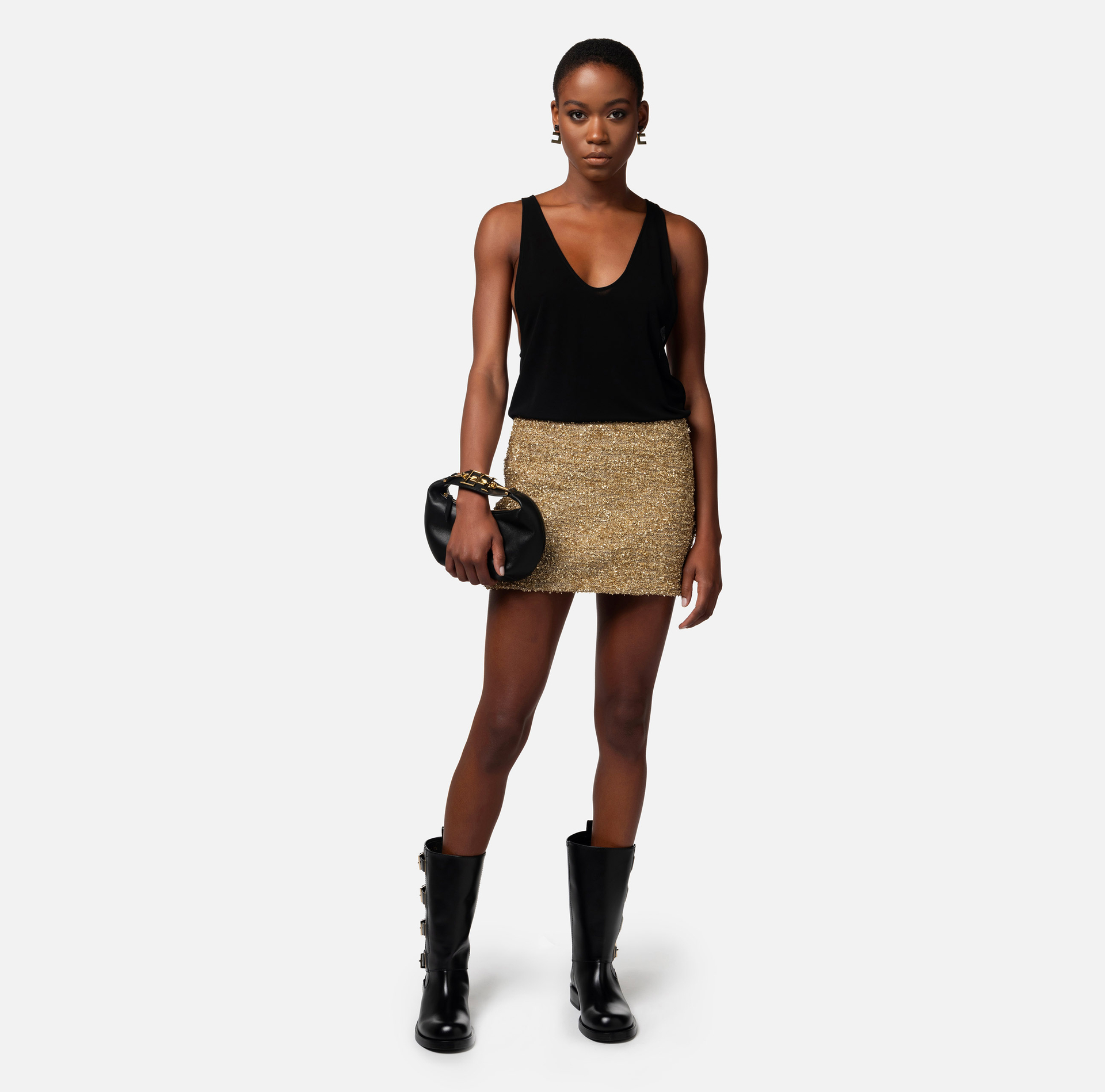 Jersey top with logo embroidery - Elisabetta Franchi® Outlet