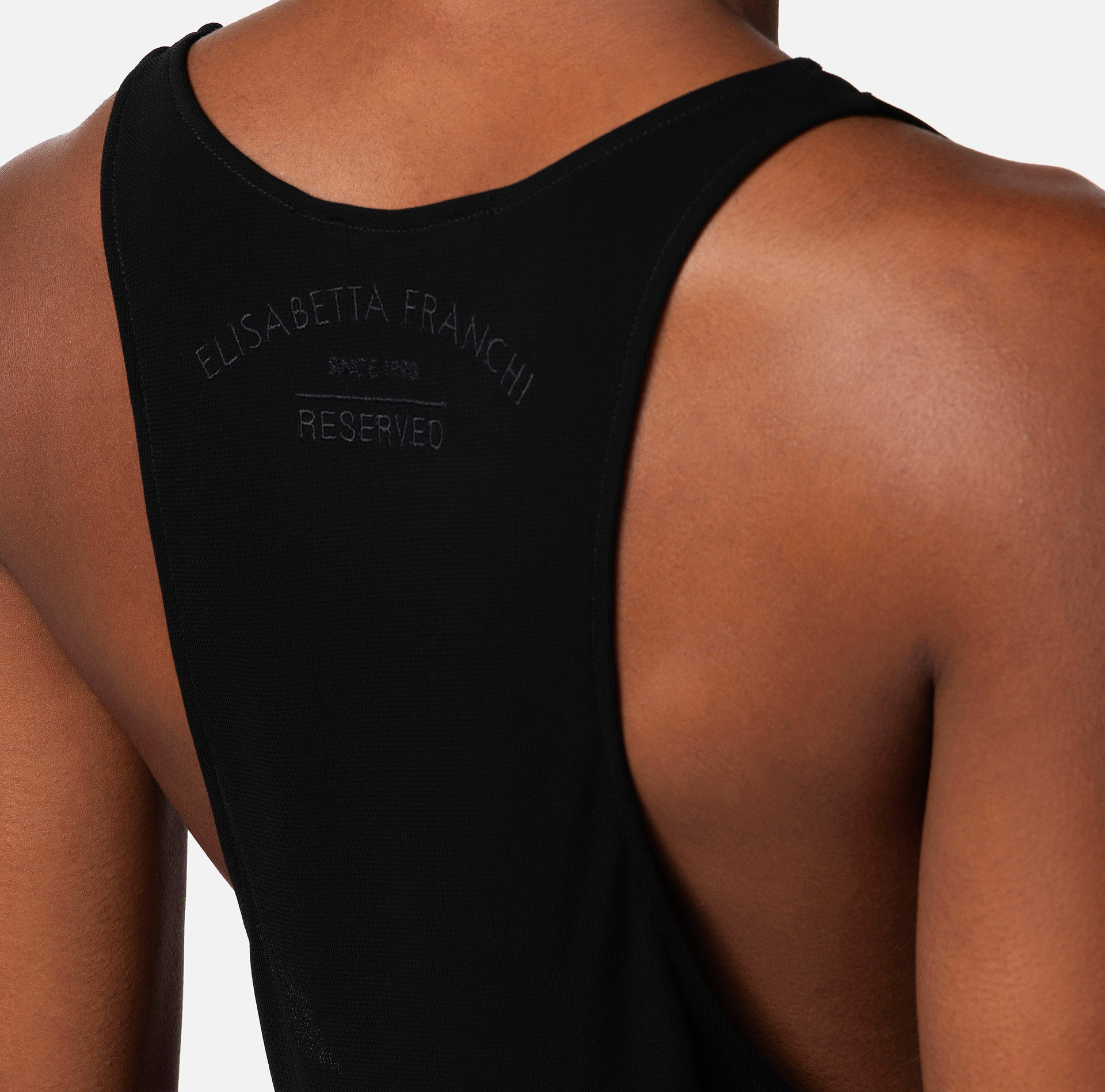 Jersey top with logo embroidery - Elisabetta Franchi® Outlet