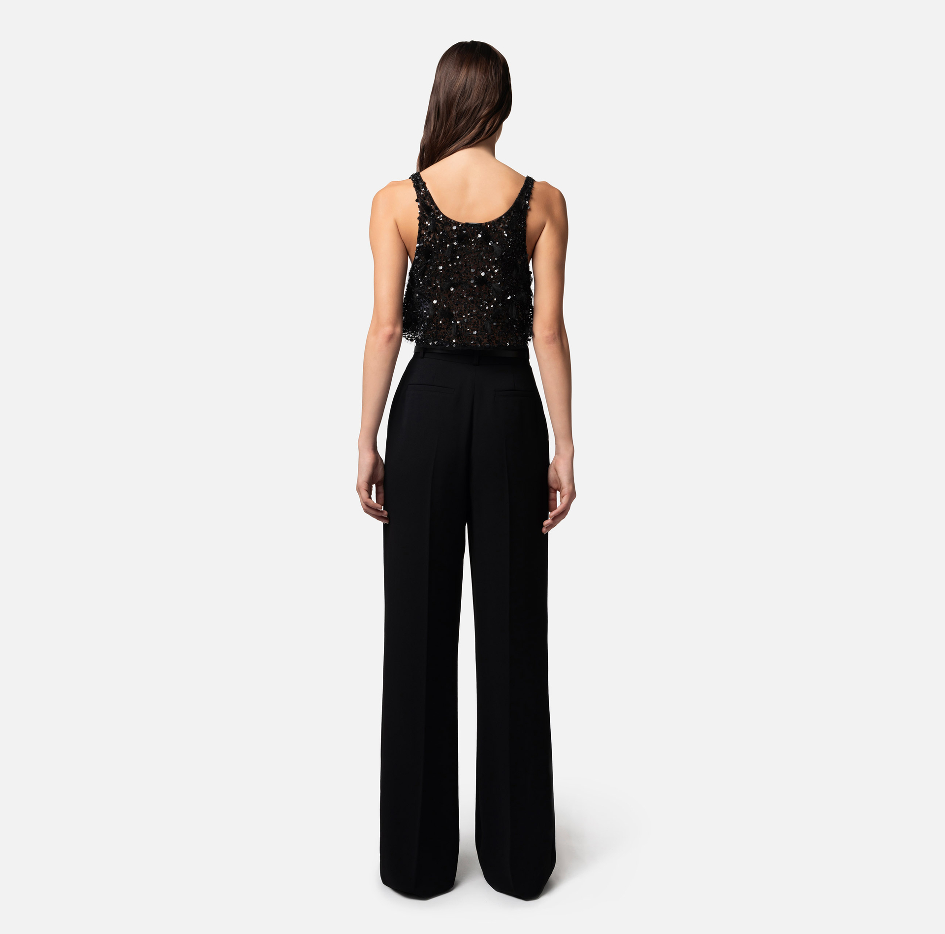 Top cropped en tulle brodé - Elisabetta Franchi® Outlet