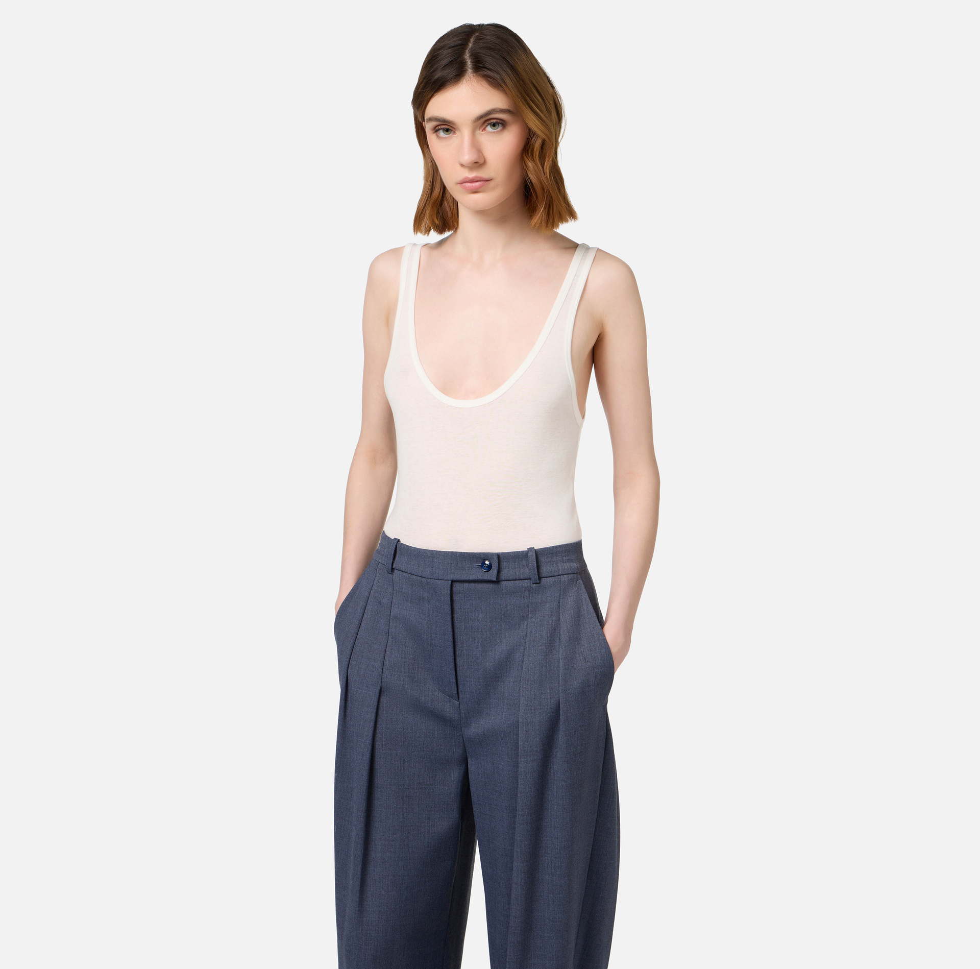 Top de punto y lana con logotipo | Elisabetta Franchi® Outlet
