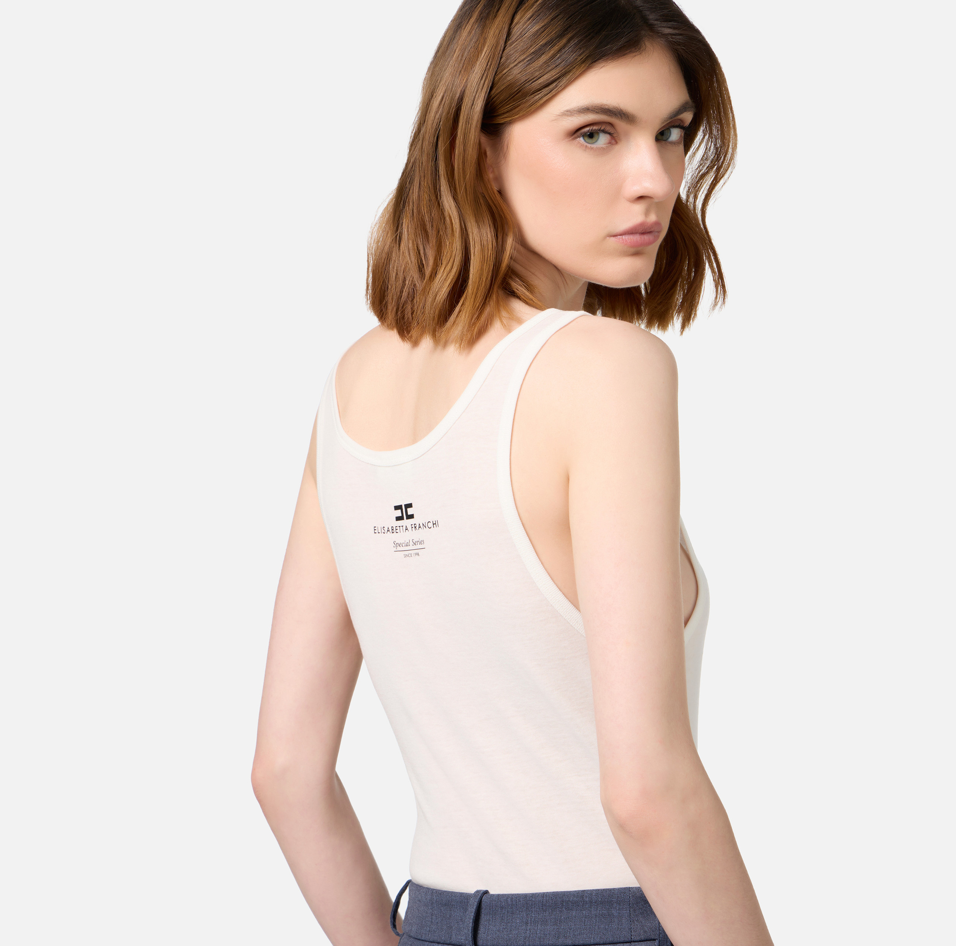 Top de punto y lana con logotipo | Elisabetta Franchi® Outlet