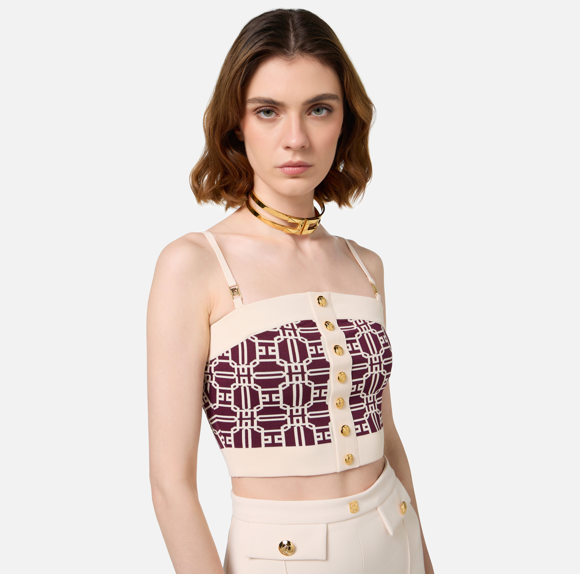 Golden metal rigid chocker | Elisabetta Franchi® Outlet