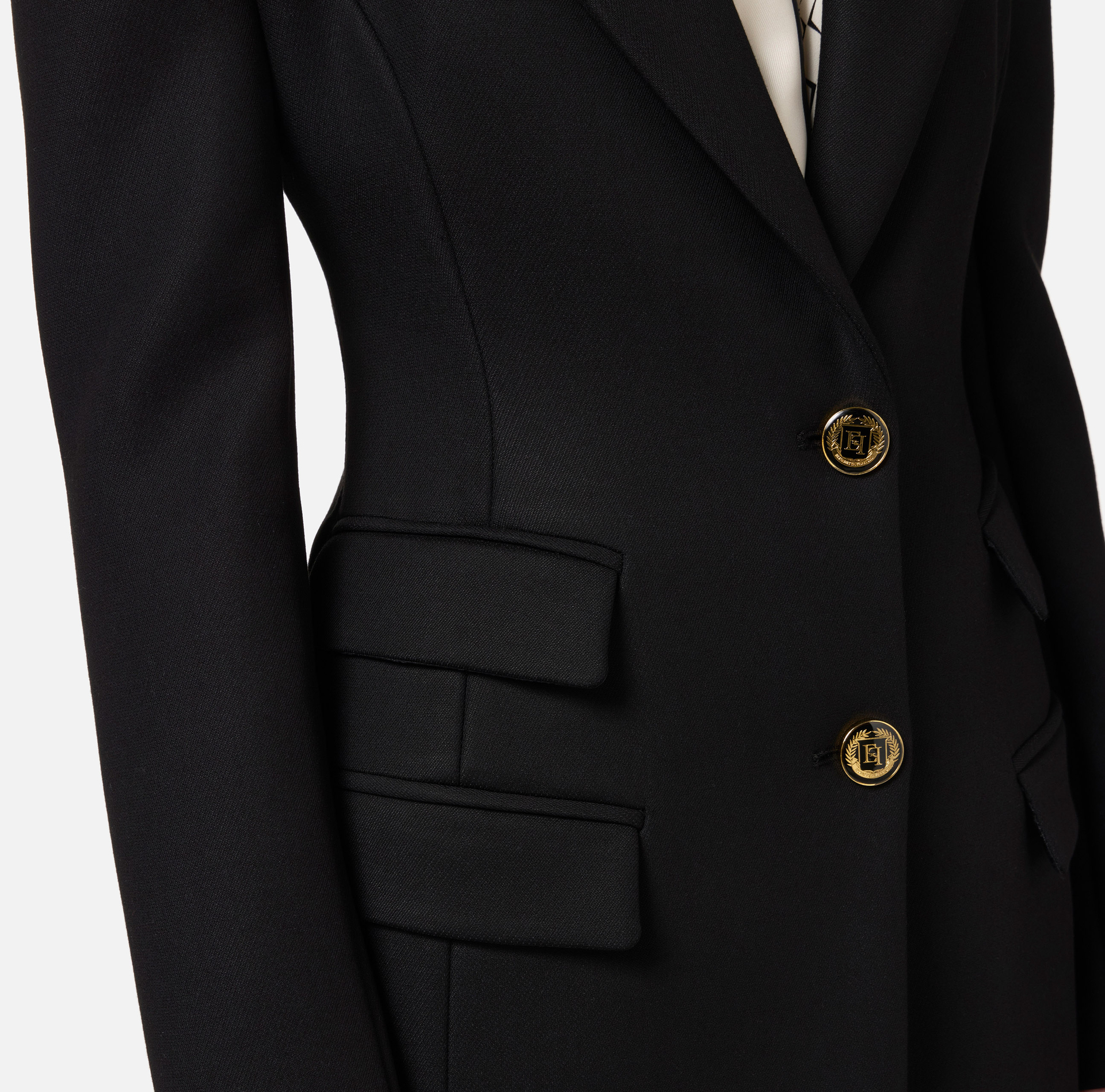 Cappotto smoking in crêpe - Elisabetta Franchi® Outlet