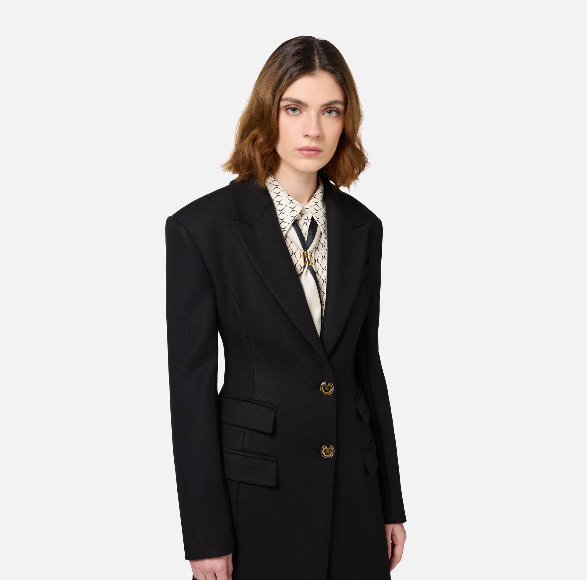 Cappotto smoking in crêpe - Elisabetta Franchi® Outlet