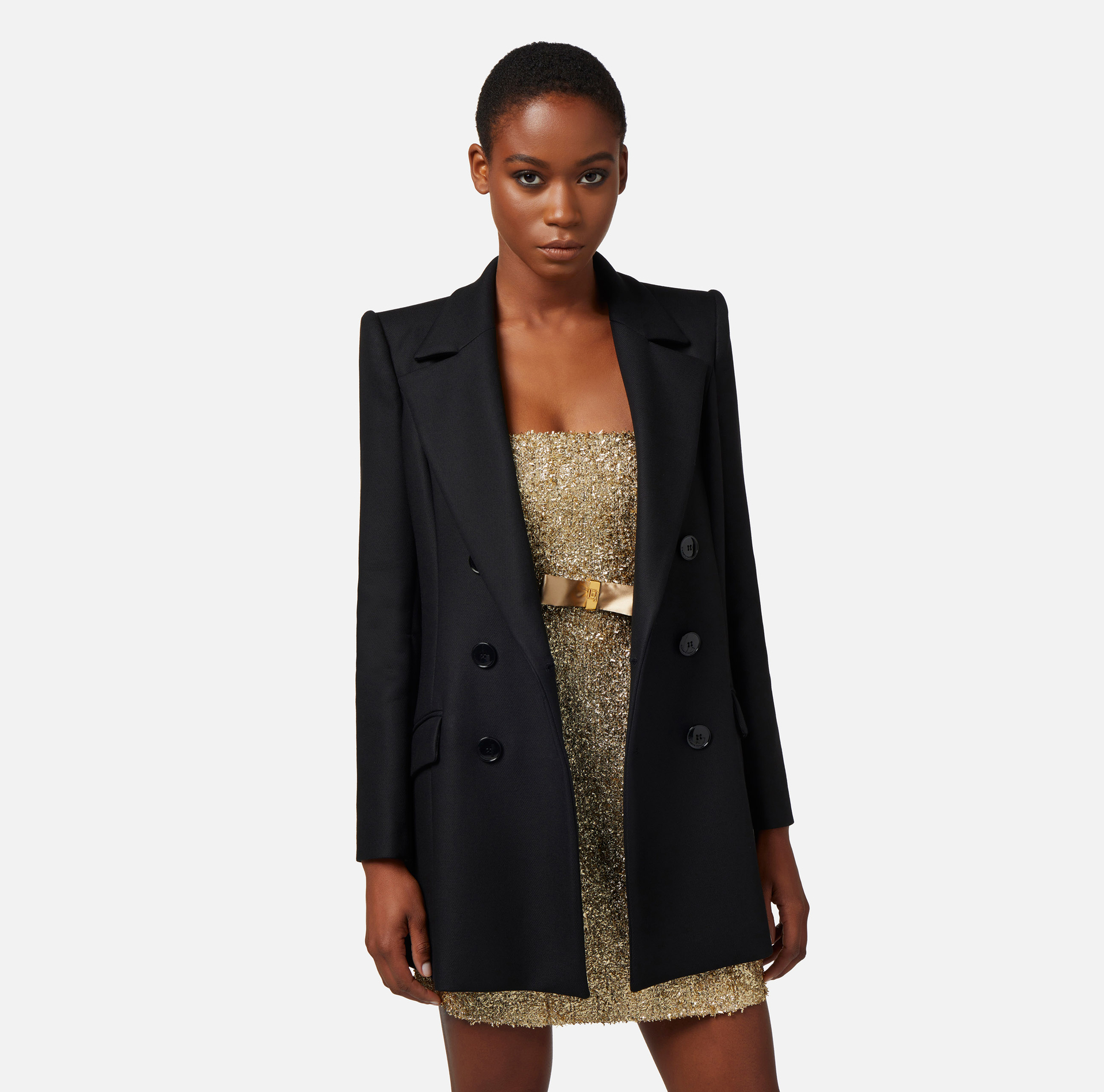 Double-breasted crêpe jacket - Elisabetta Franchi® Outlet