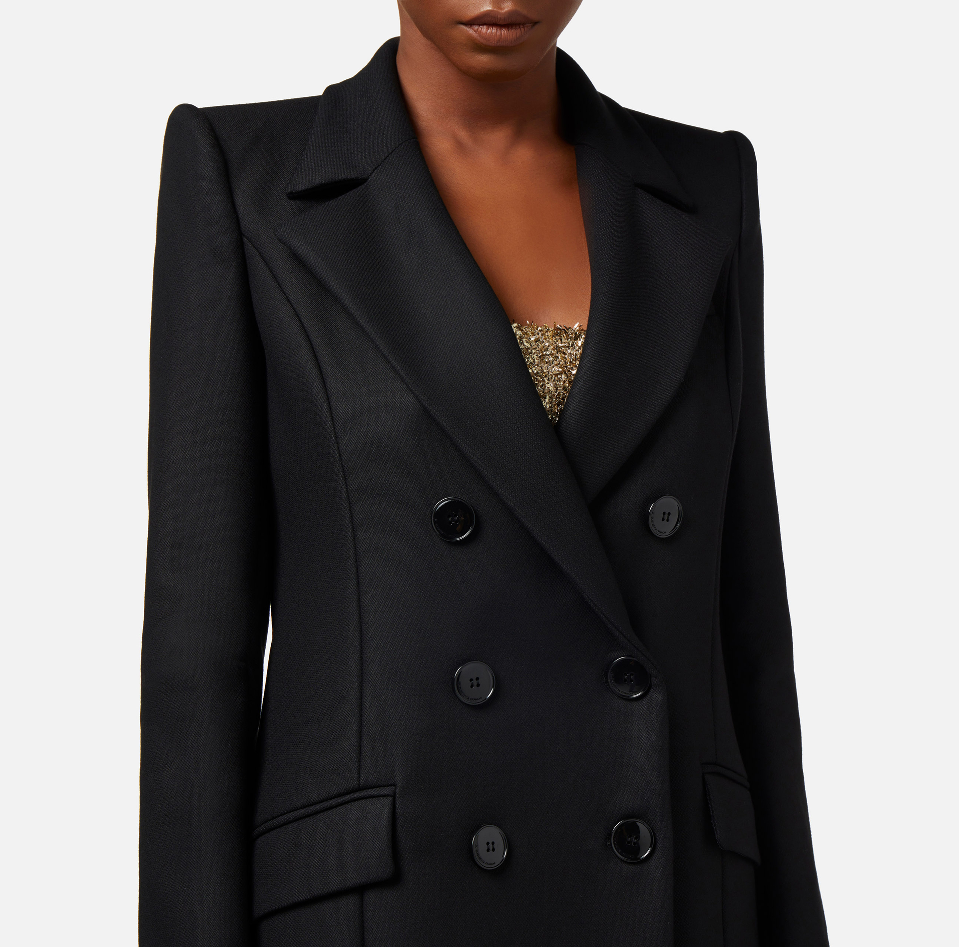 Double-breasted crêpe jacket - Elisabetta Franchi® Outlet