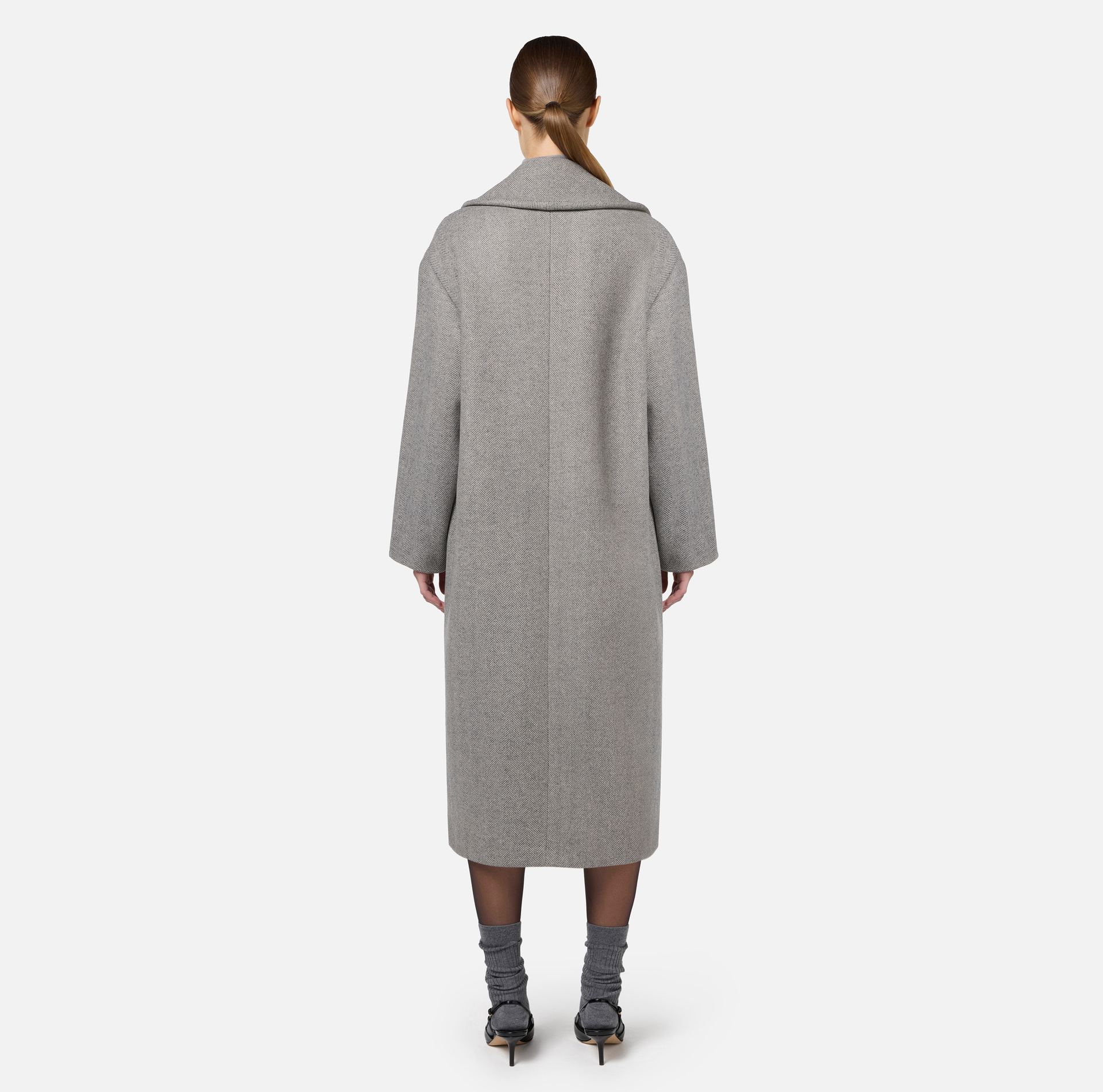 Manteau over à double boutonnage en mélange de laine avec emblème - Elisabetta Franchi® Outlet