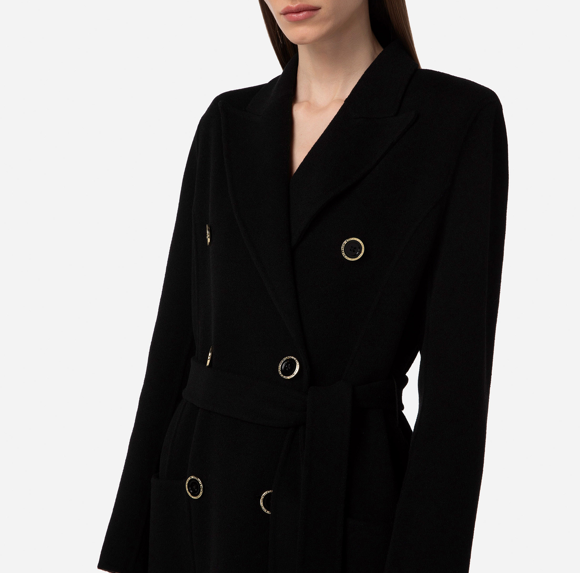 Wool coat with belt | Elisabetta Franchi® Outlet