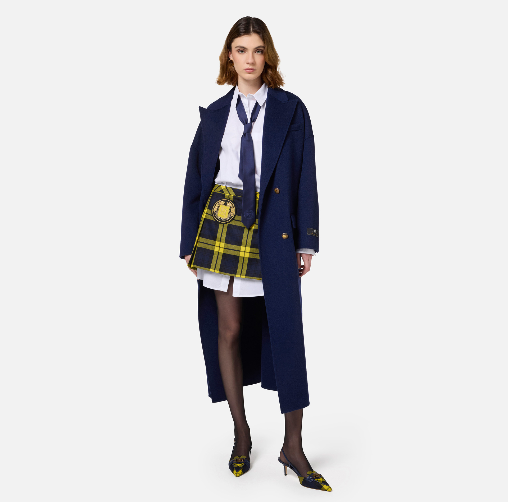 Wool oversized coat | Elisabetta Franchi® Outlet