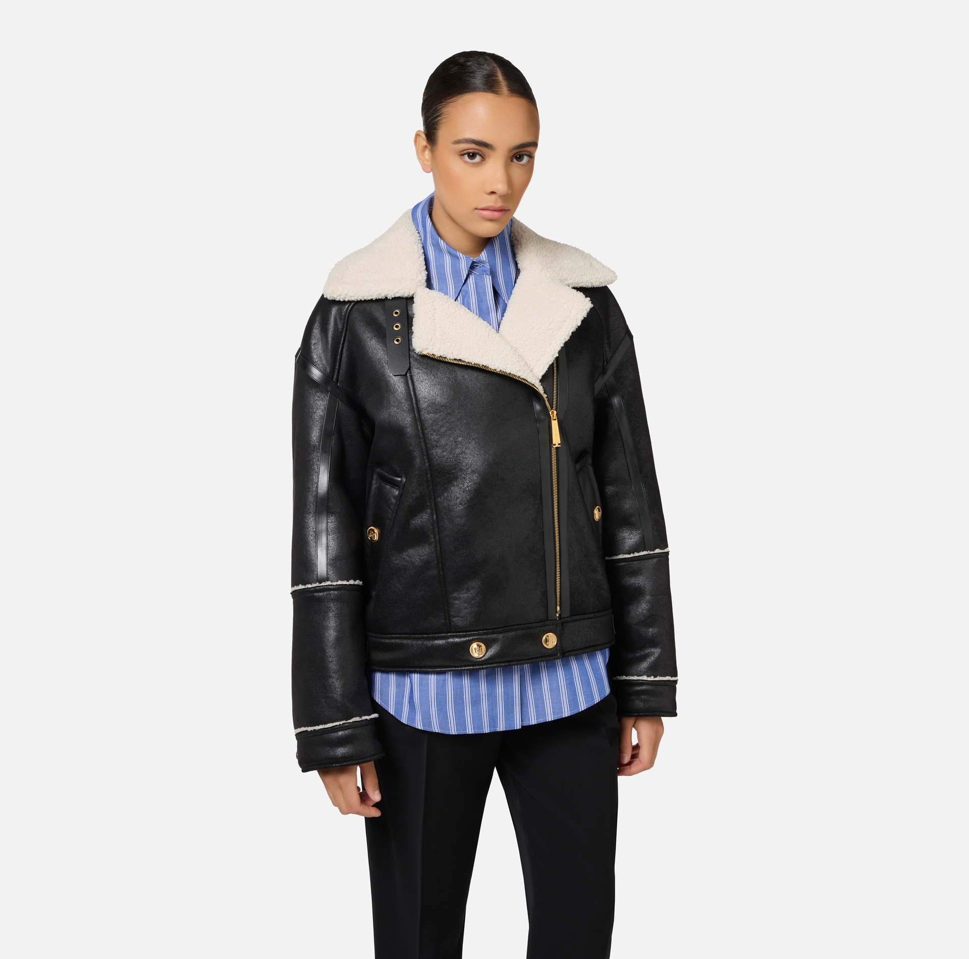 Chaqueta aviador efecto piel | Elisabetta Franchi® Outlet