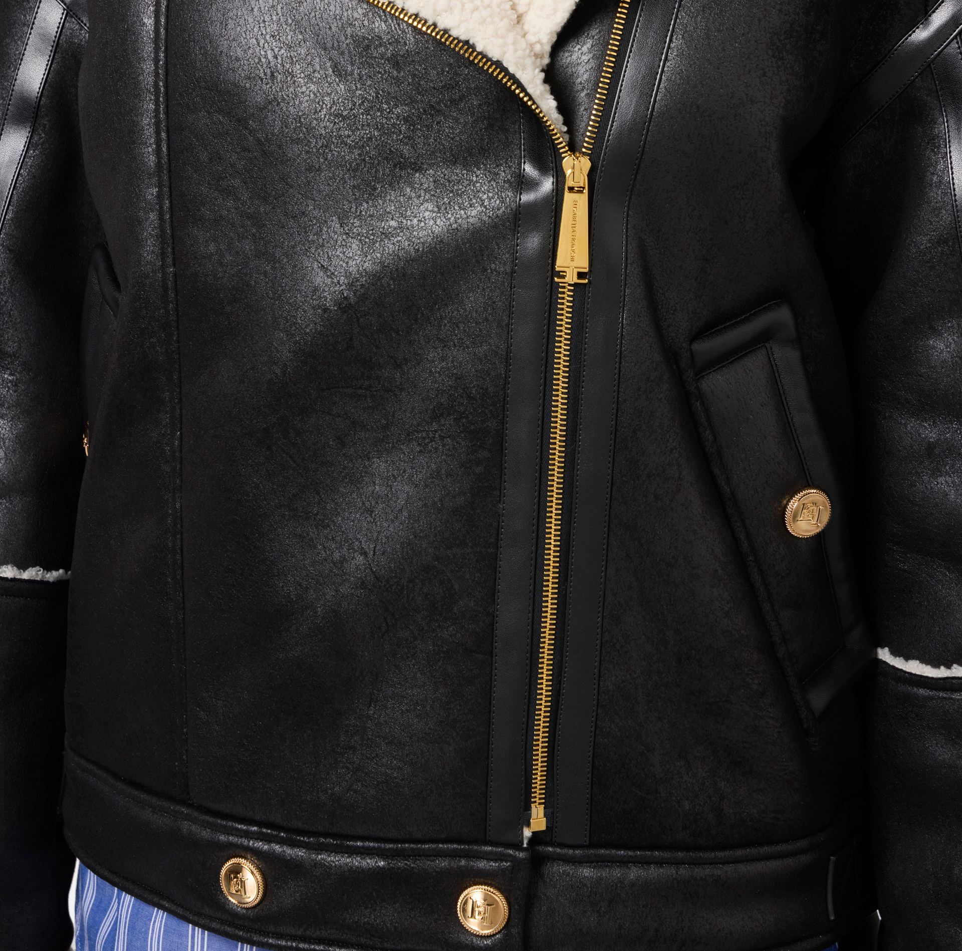 Chaqueta aviador efecto piel | Elisabetta Franchi® Outlet