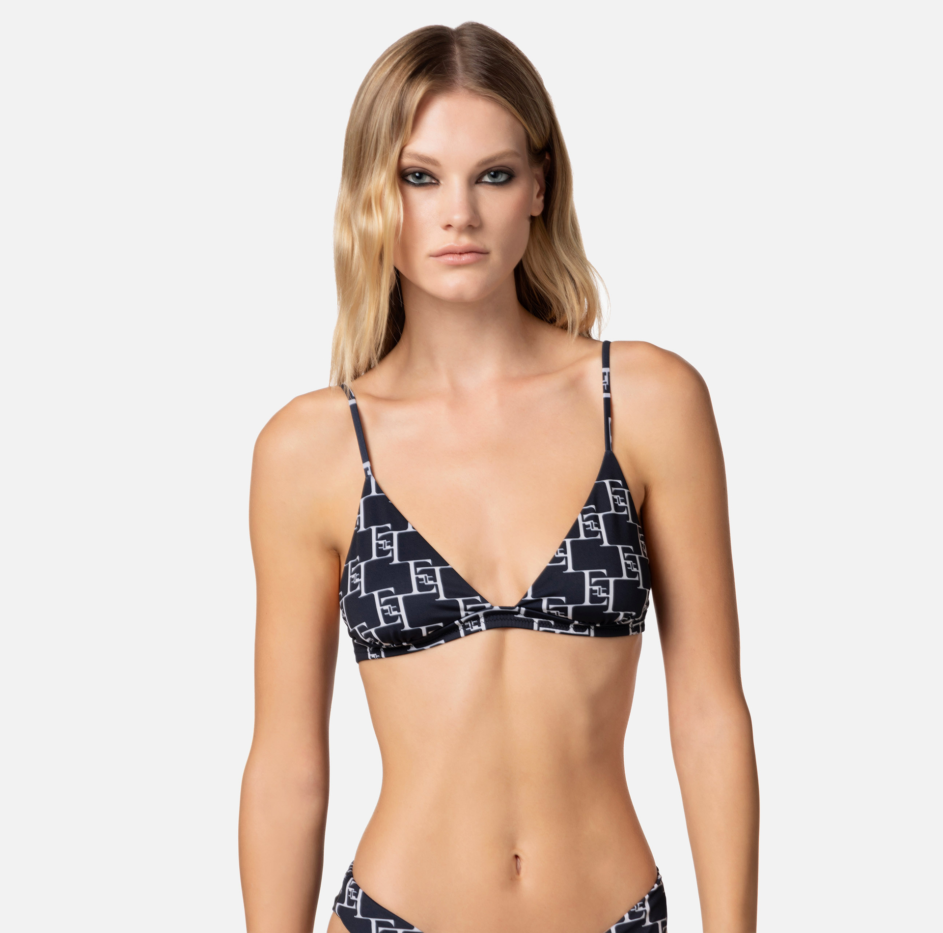 Two-piece Lycra swimsuit with logo print - Elisabetta Franchi® Outlet