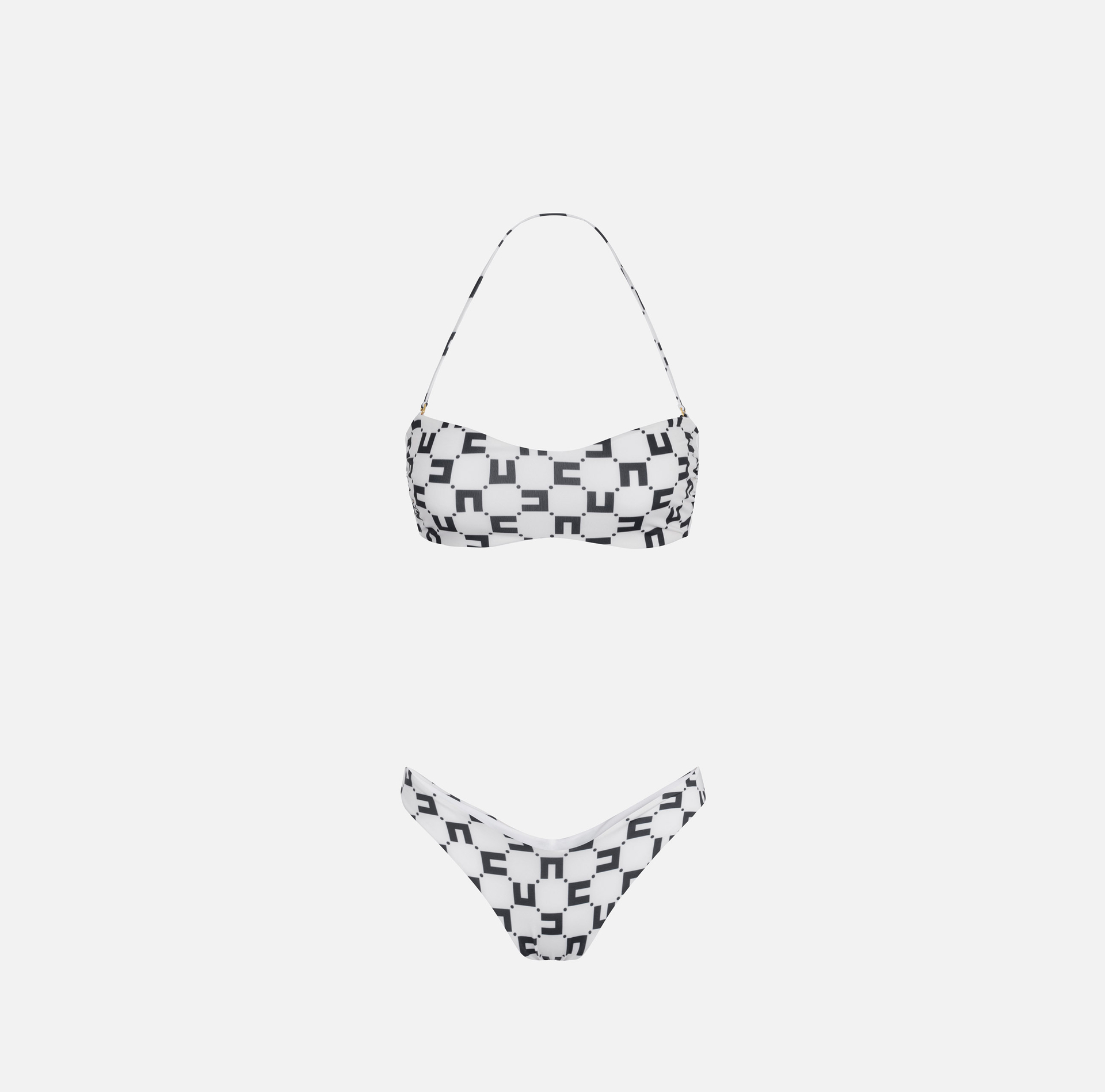 Two-piece Lycra swimsuit with double C logo print | Elisabetta Franchi® Outlet