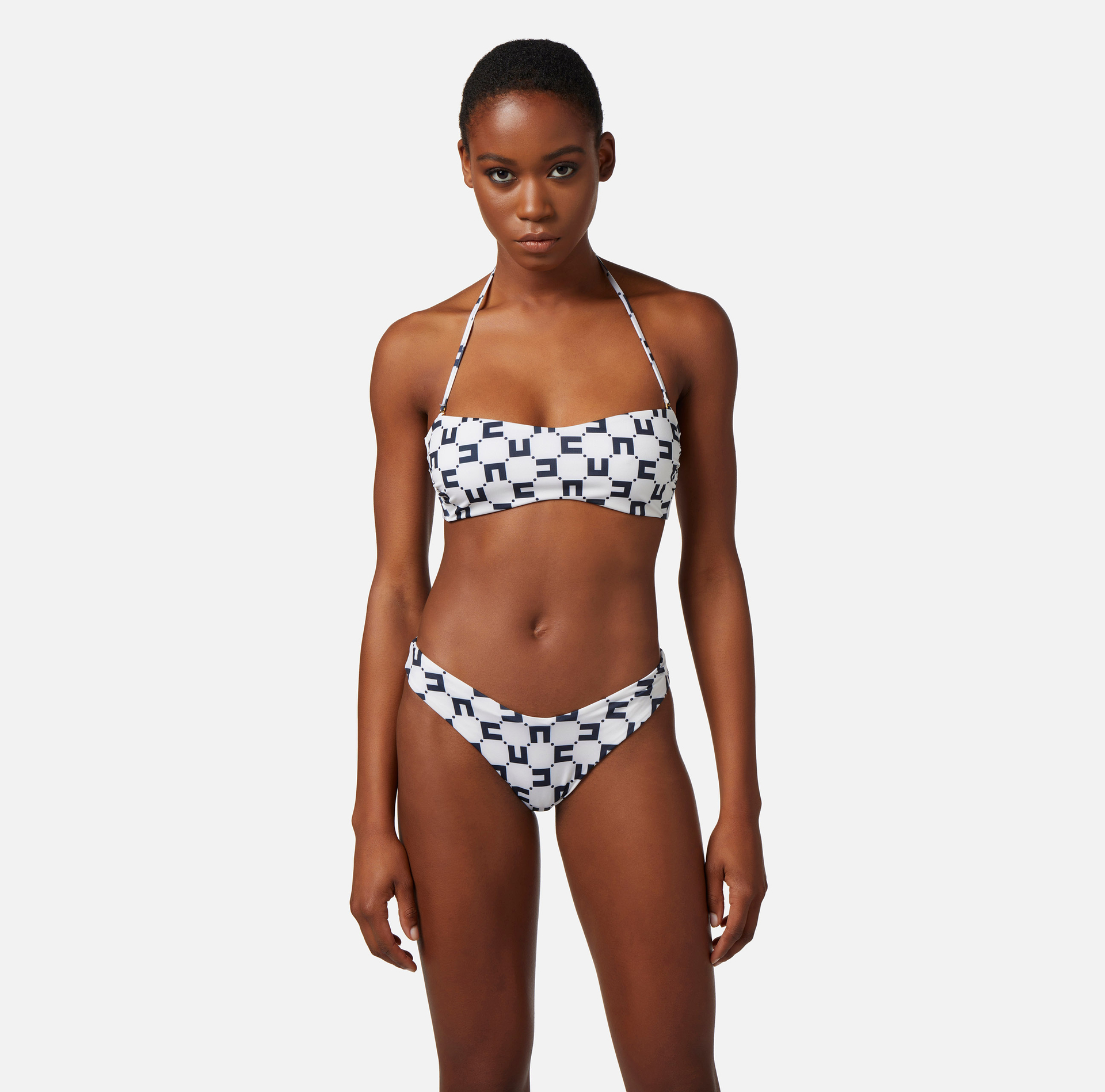 Two-piece Lycra swimsuit with double C logo print | Elisabetta Franchi® Outlet