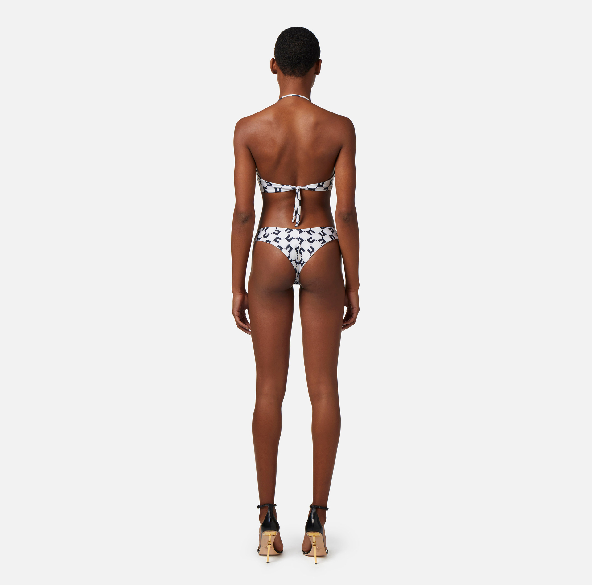 Two-piece Lycra swimsuit with double C logo print | Elisabetta Franchi® Outlet