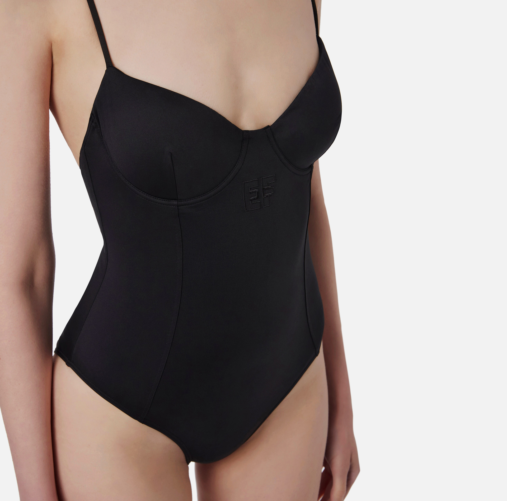 One-piece swimsuit with sweetheart neckline - Elisabetta Franchi® Outlet
