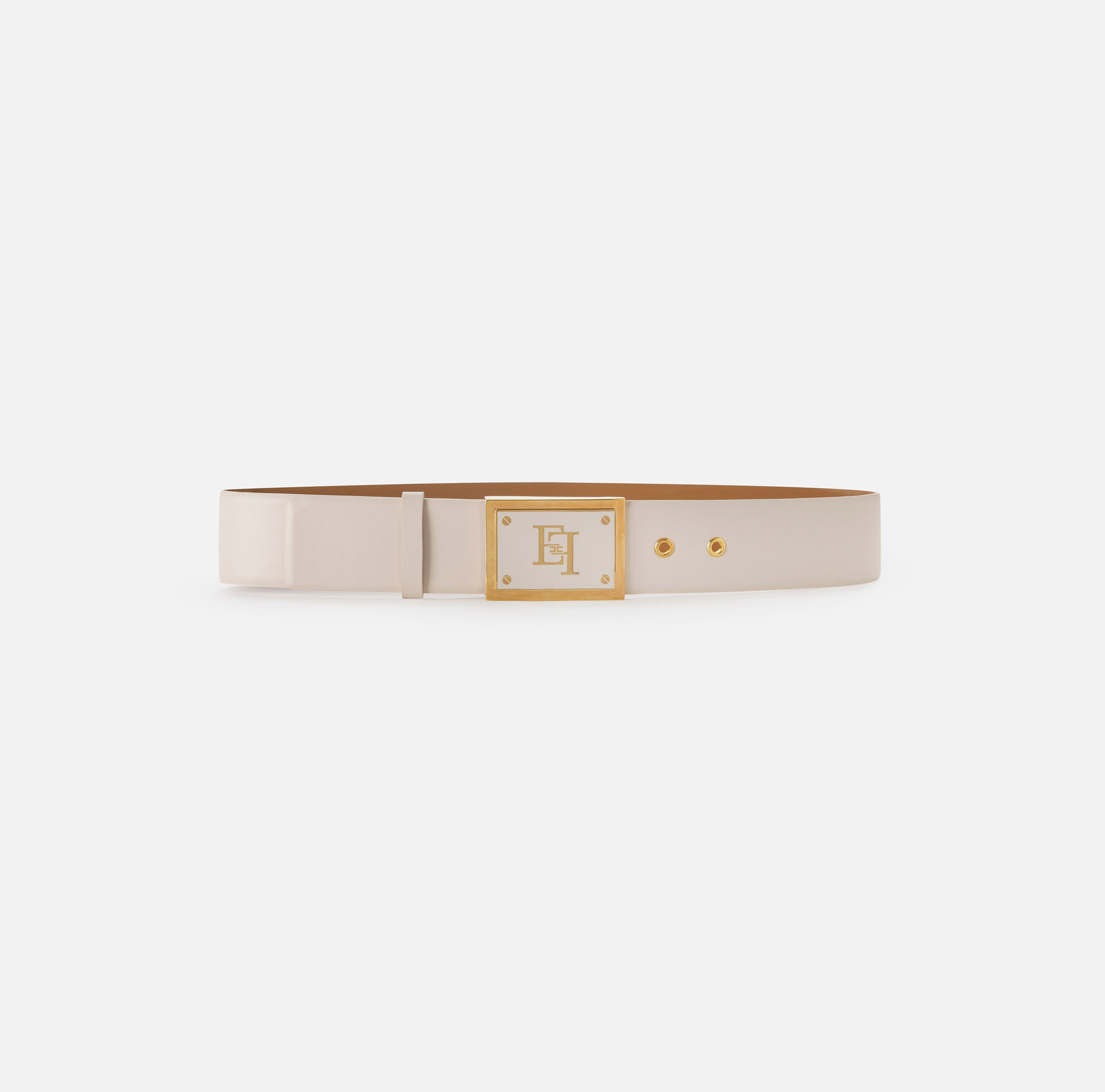Ceinture haute en cuir synthétique avec boucle plaque - Elisabetta Franchi® Outlet