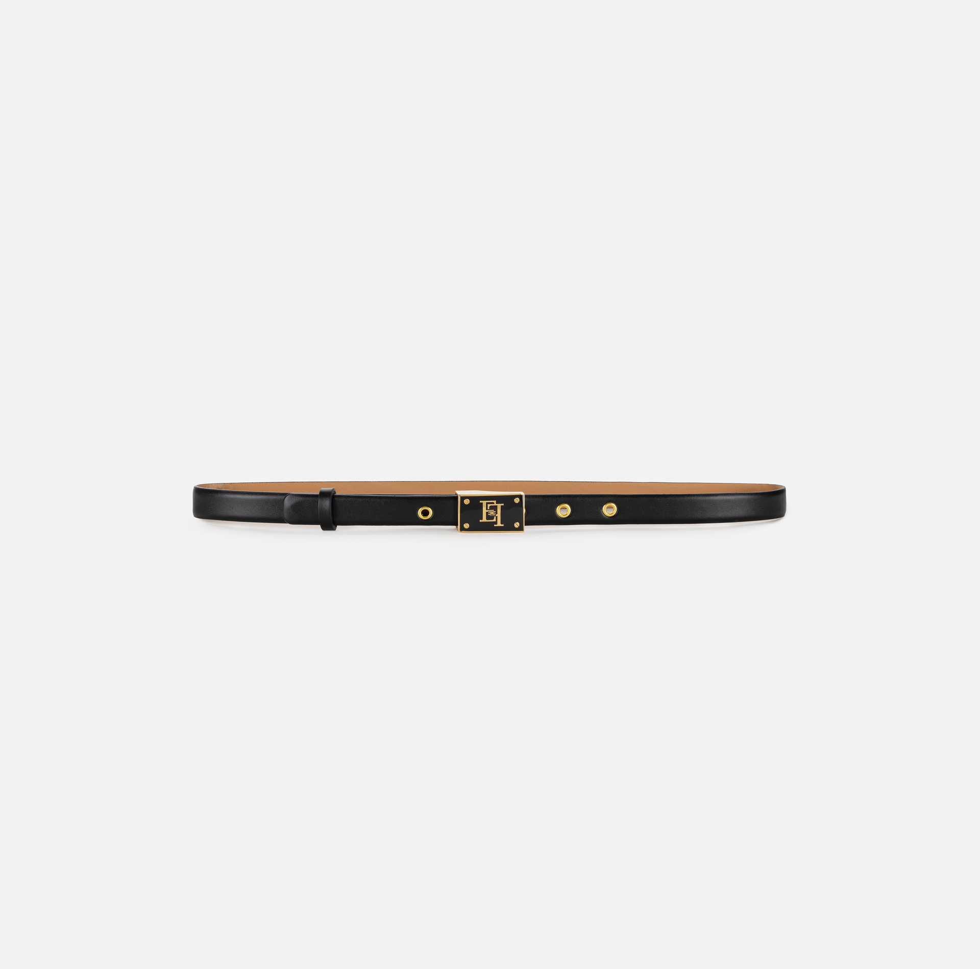 Ceinture fine en cuir synthétique avec boucle plaque | Elisabetta Franchi® Outlet