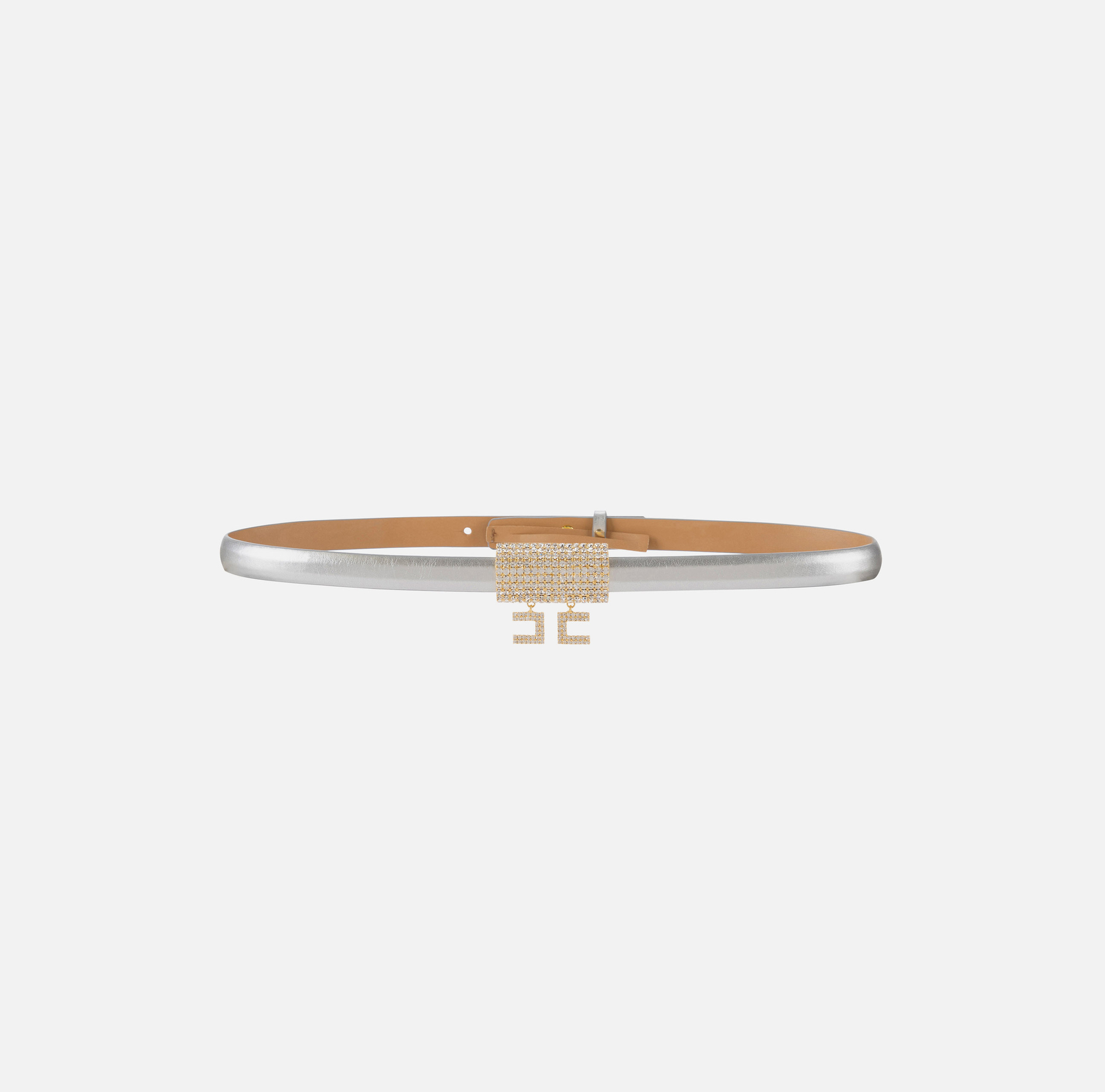 Ceinture fine en cuir synthétique avec boucle strass - Elisabetta Franchi® Outlet