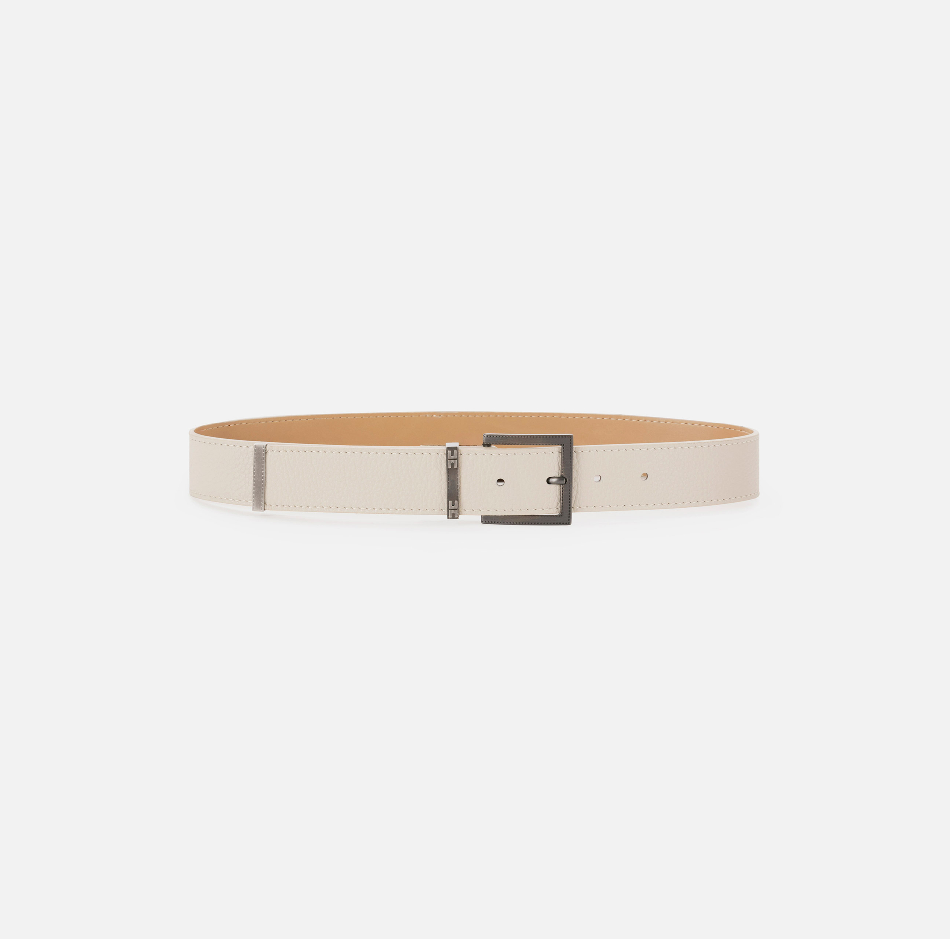 Faux leather wide belt with stitching | Elisabetta Franchi® Outlet