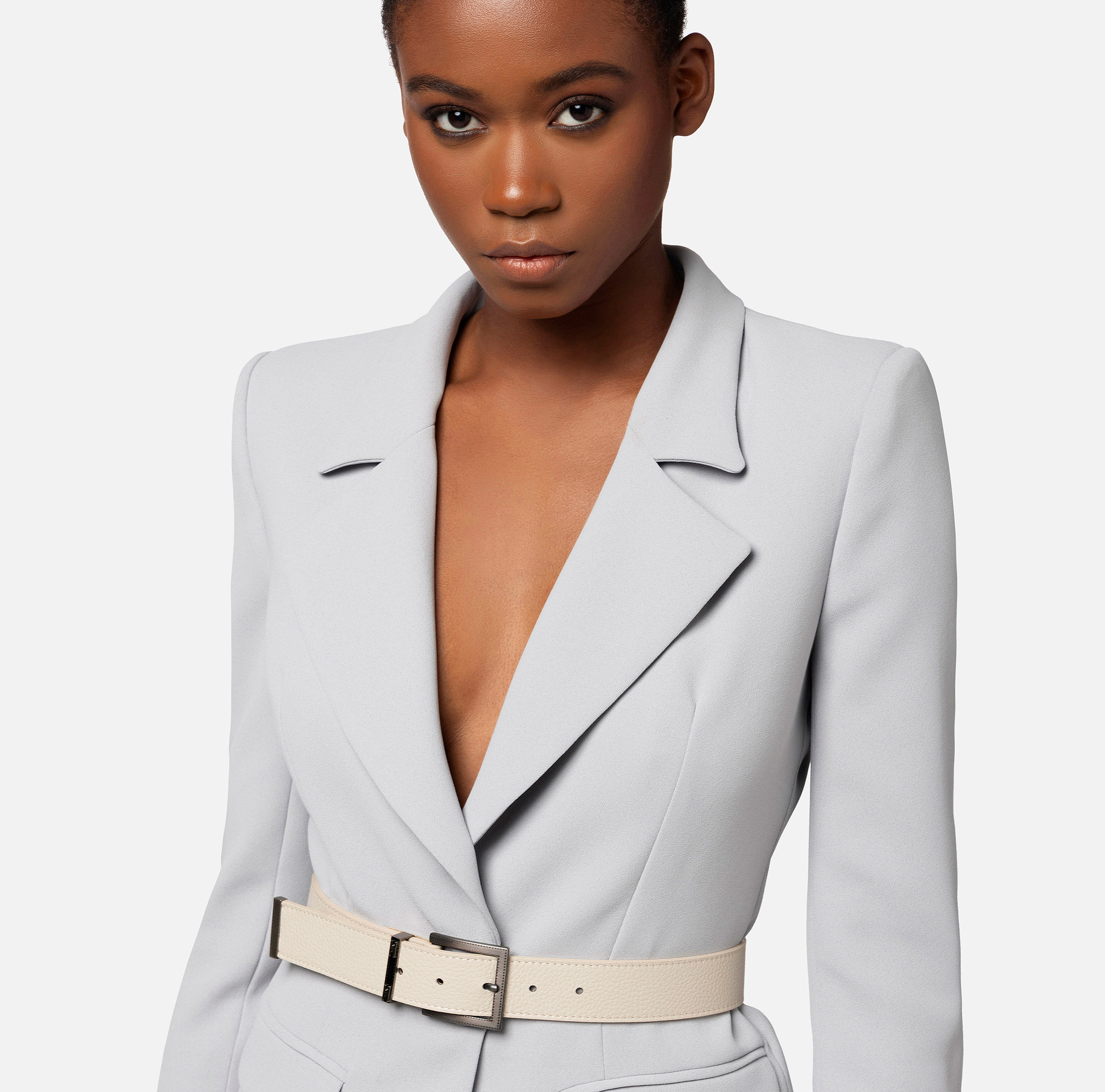 Faux leather wide belt with stitching | Elisabetta Franchi® Outlet