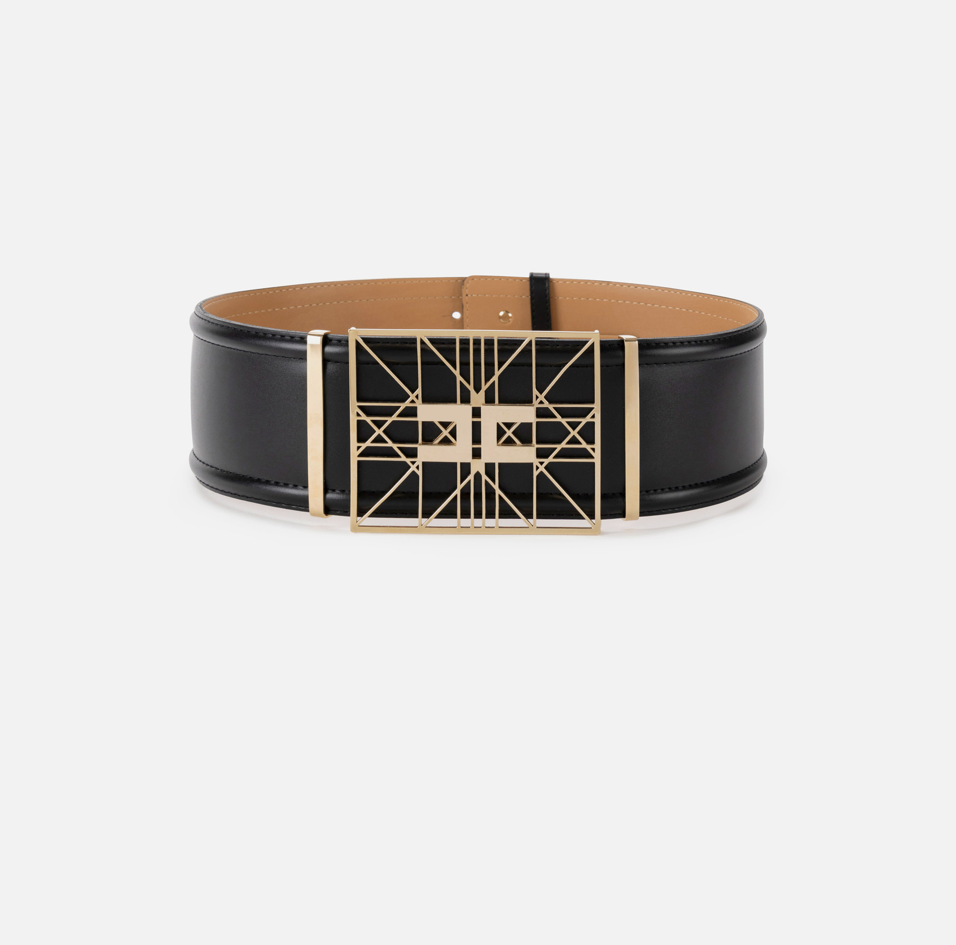 Faux leather wide belt with buckle - Elisabetta Franchi® Outlet