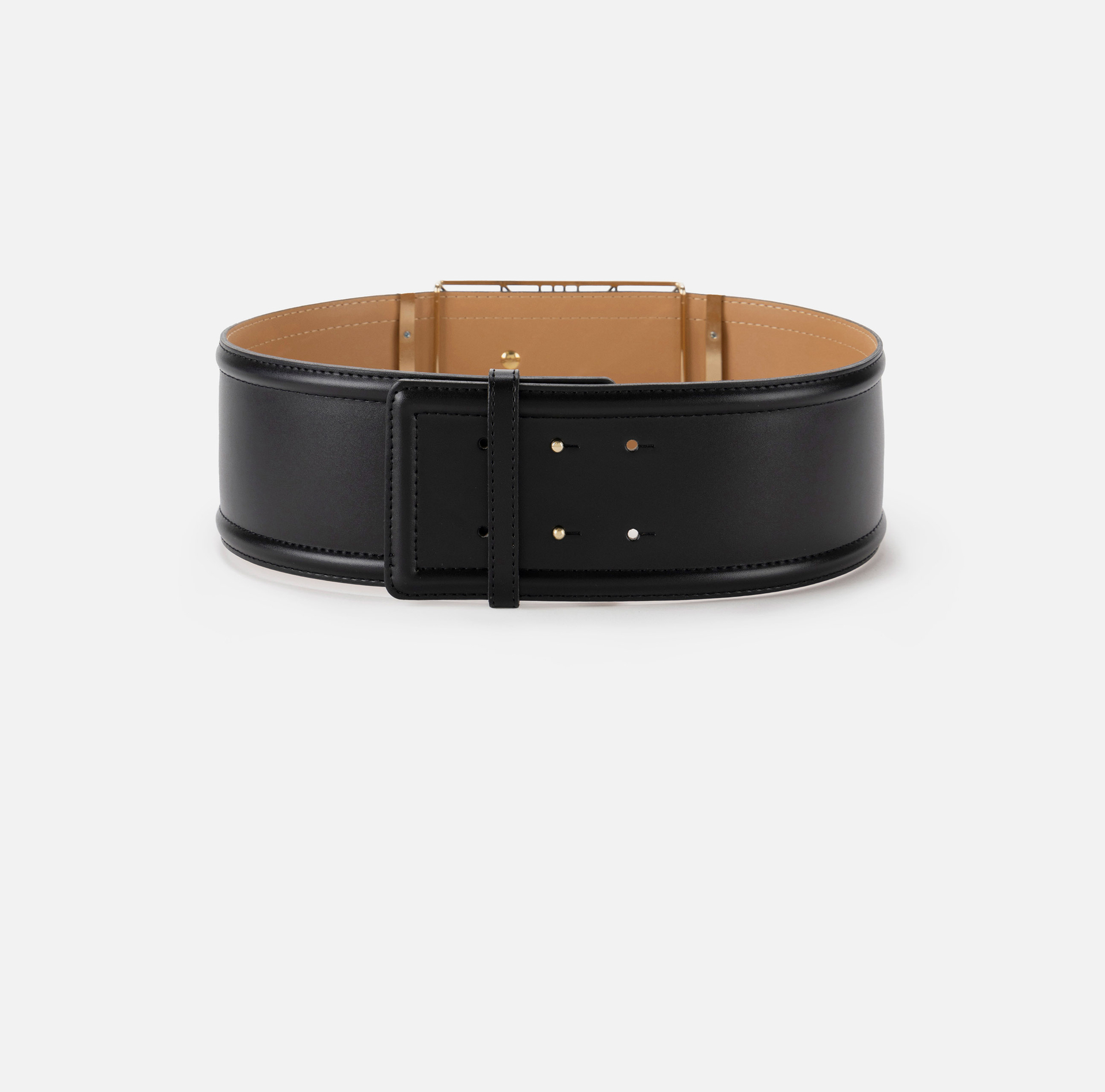 Faux leather wide belt with buckle - Elisabetta Franchi® Outlet