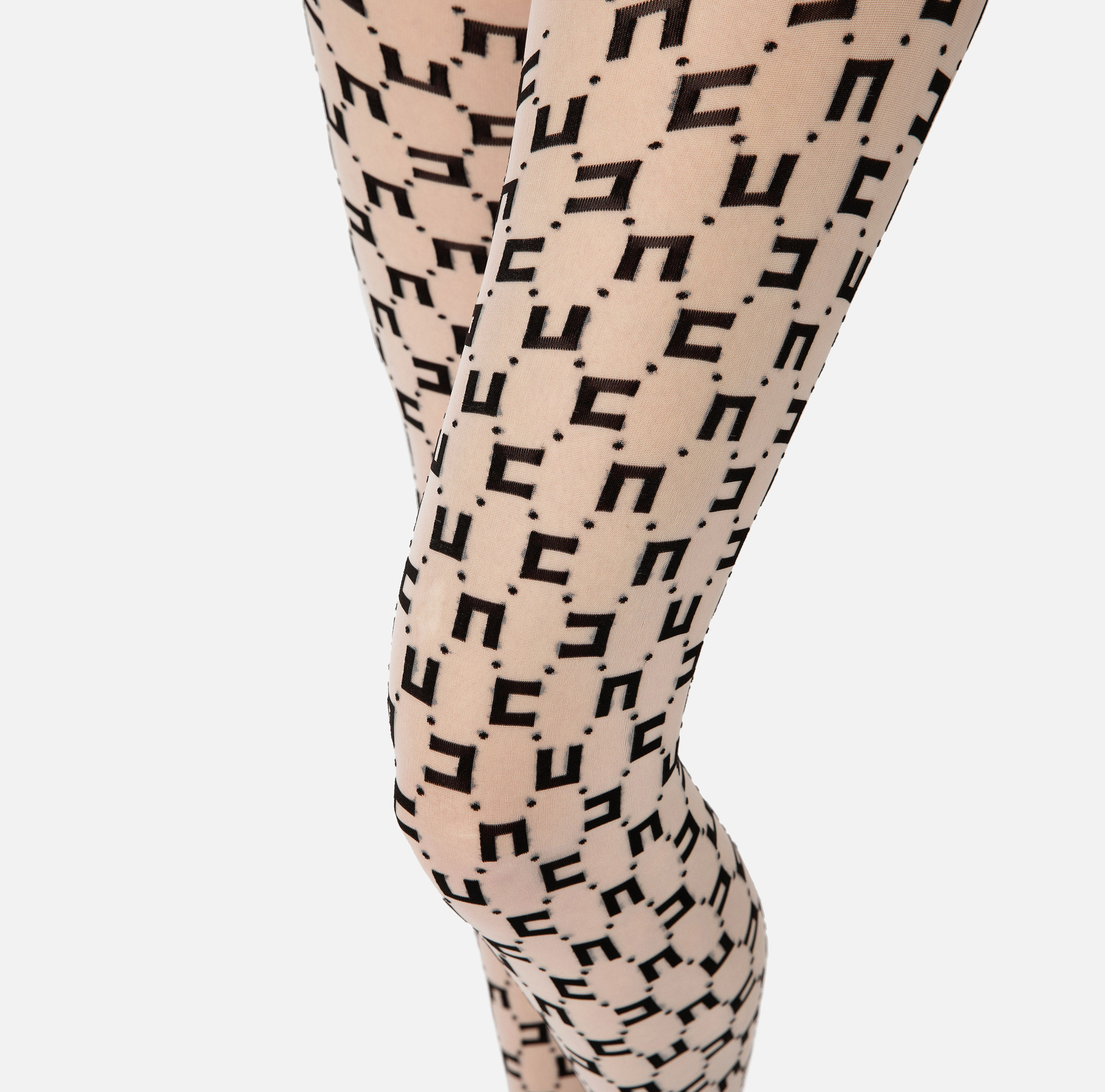 Tights with double-C logo - Elisabetta Franchi® Outlet