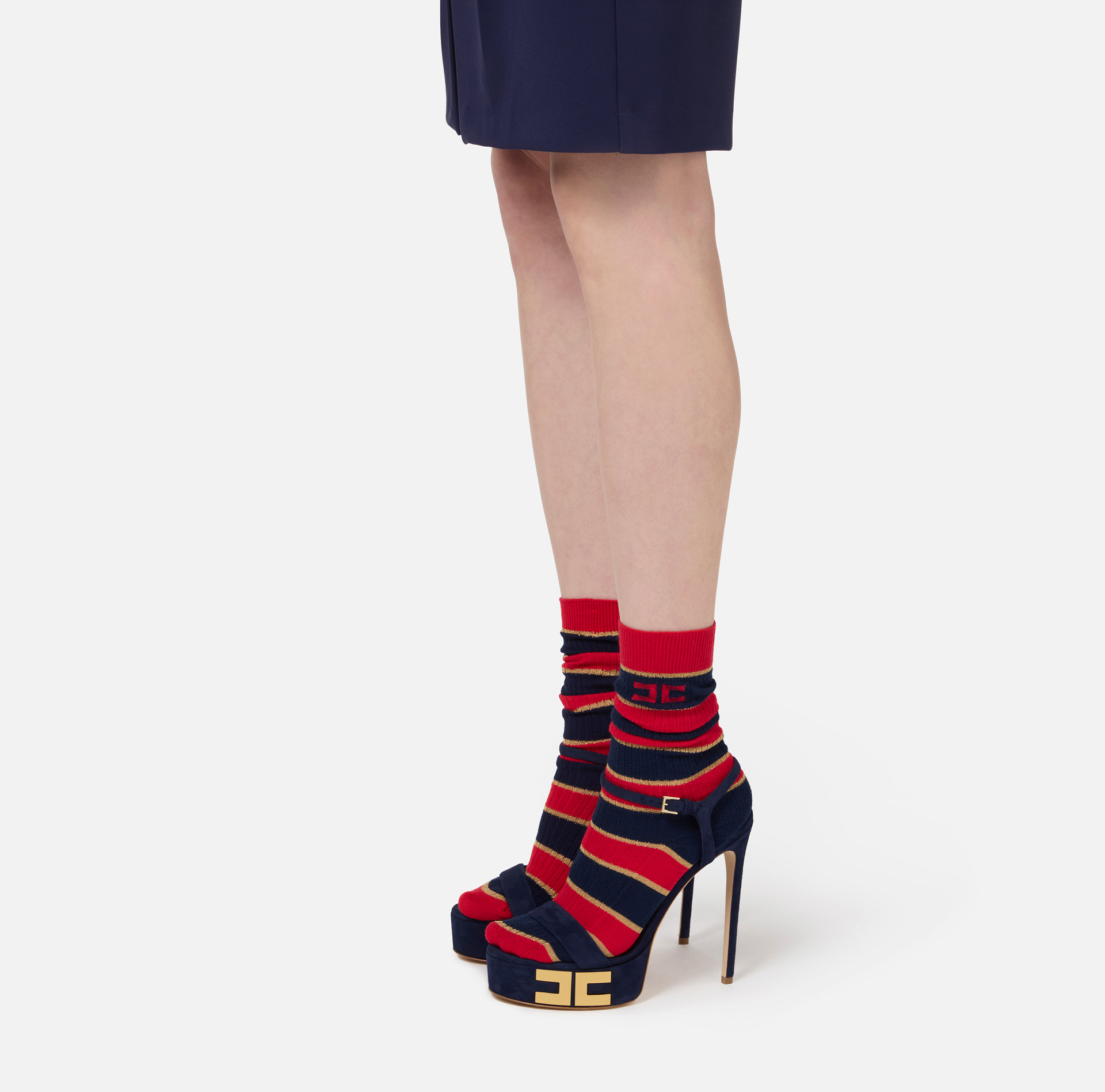Striped socks in ribbed merino wool | Elisabetta Franchi® Outlet