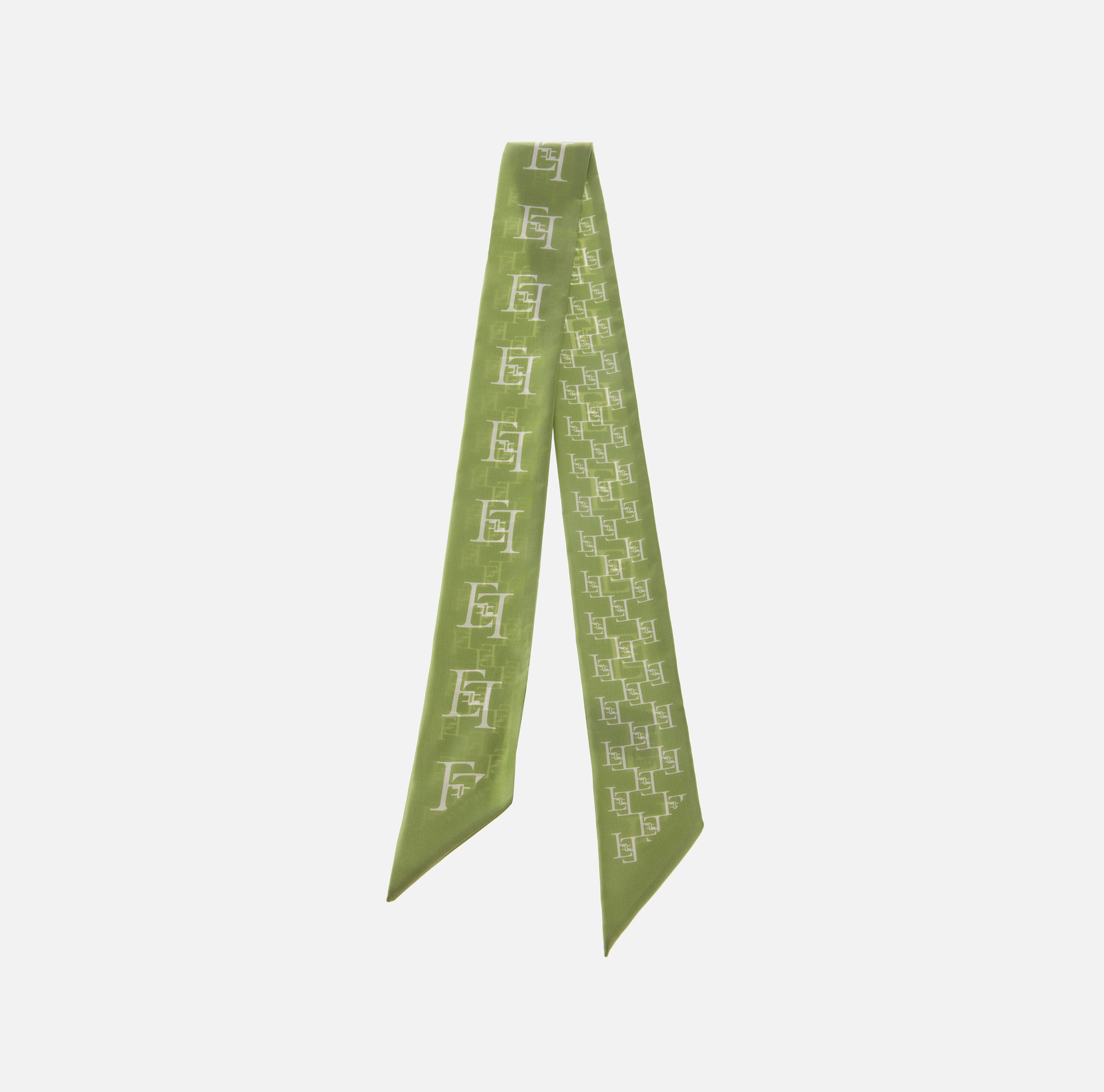 Thin silk twill foulard scarf with logo print - Elisabetta Franchi® Outlet
