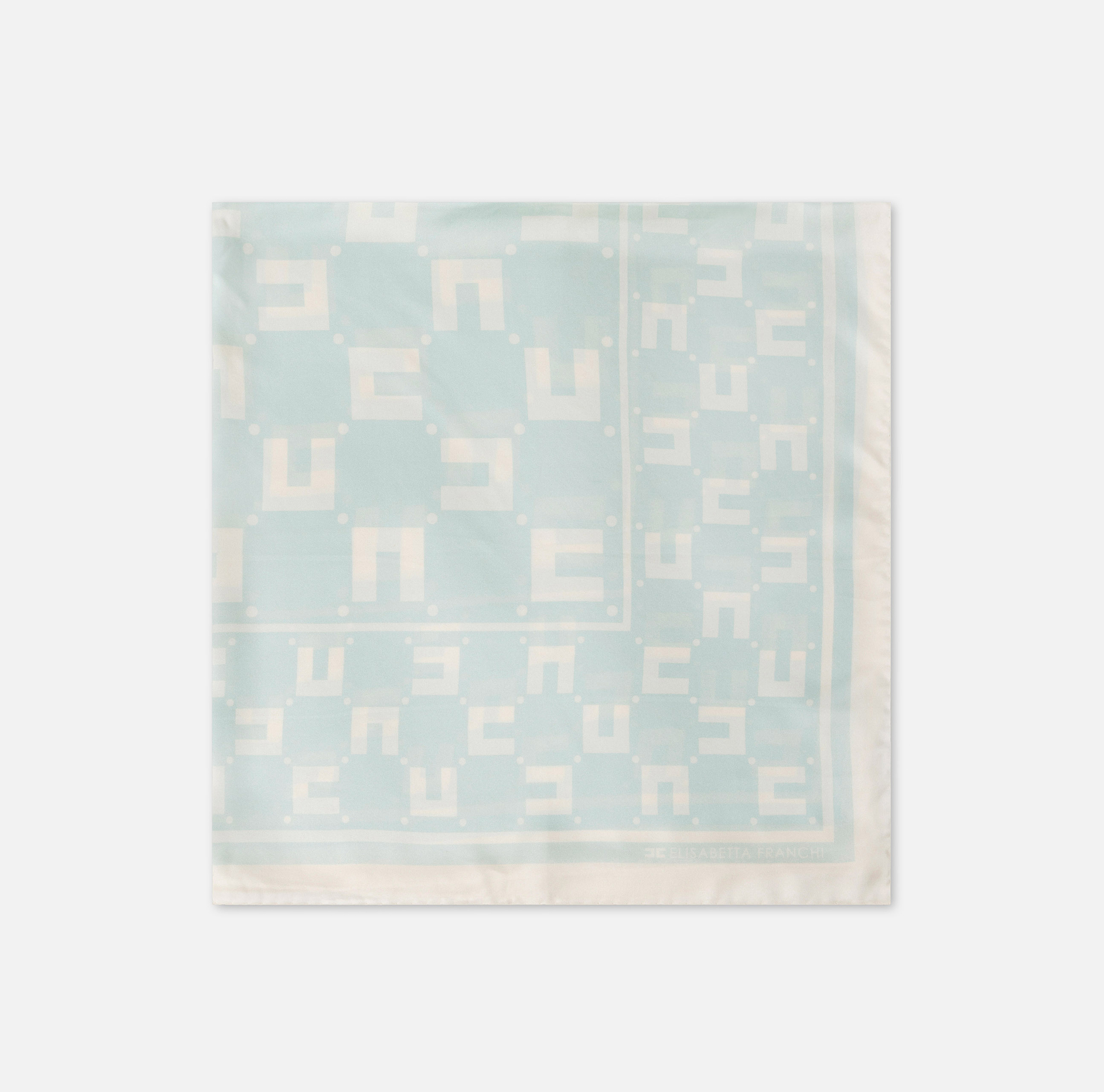 Medium foulard scarf in silk twill with double C logo print - Elisabetta Franchi® Outlet