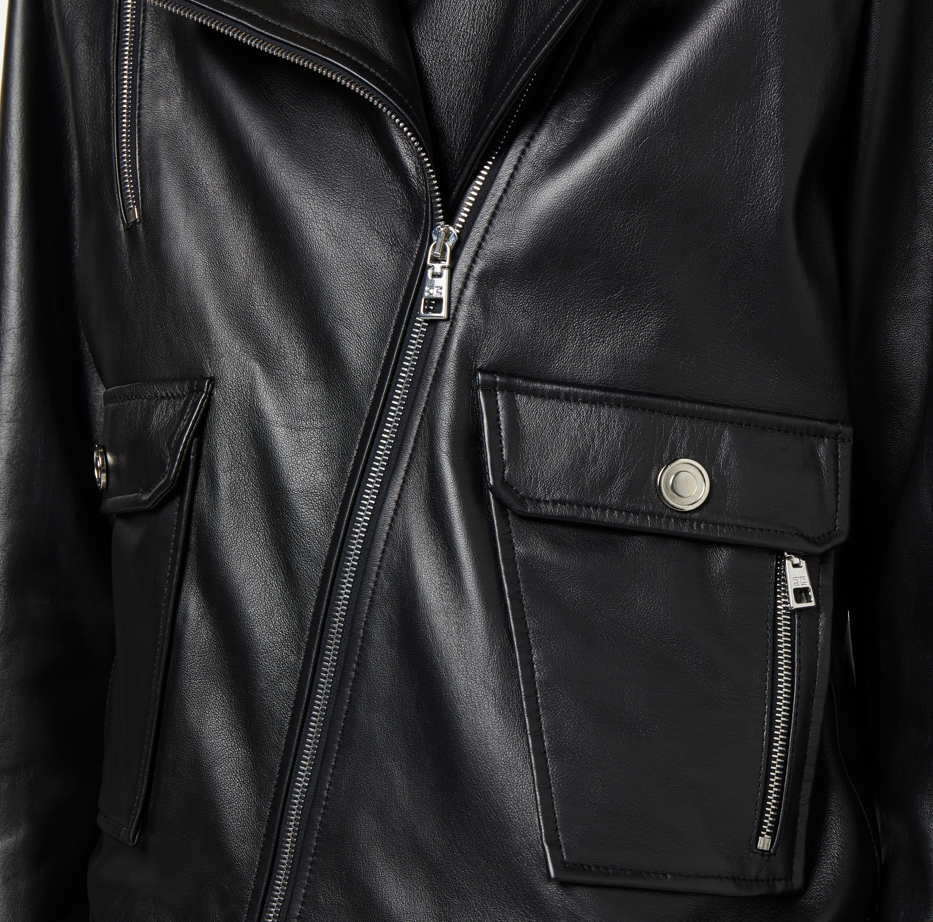 Leather biker jacket - Elisabetta Franchi® Outlet