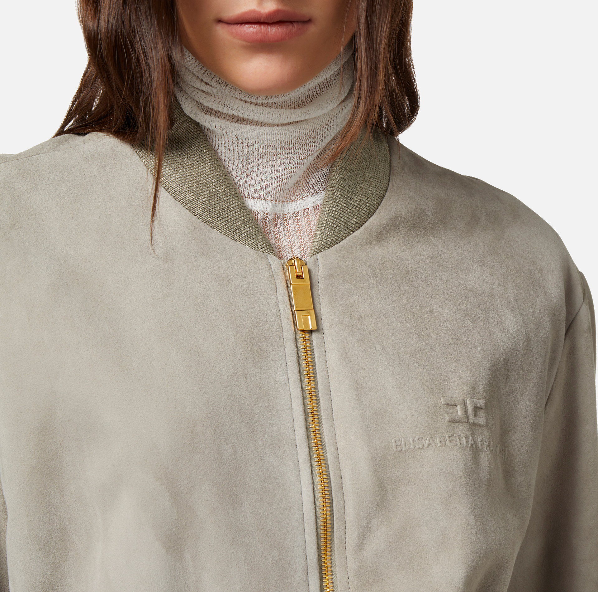 Blouson aviateur en suède - Elisabetta Franchi® Outlet