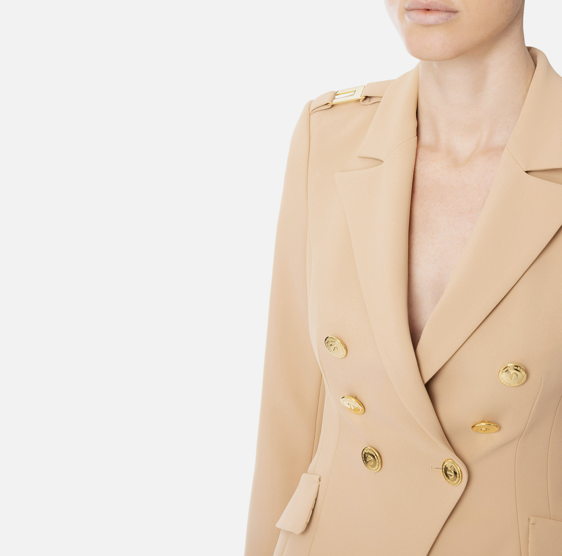 Lightweight double crepe jacket with logo buttons | Elisabetta Franchi® Outlet