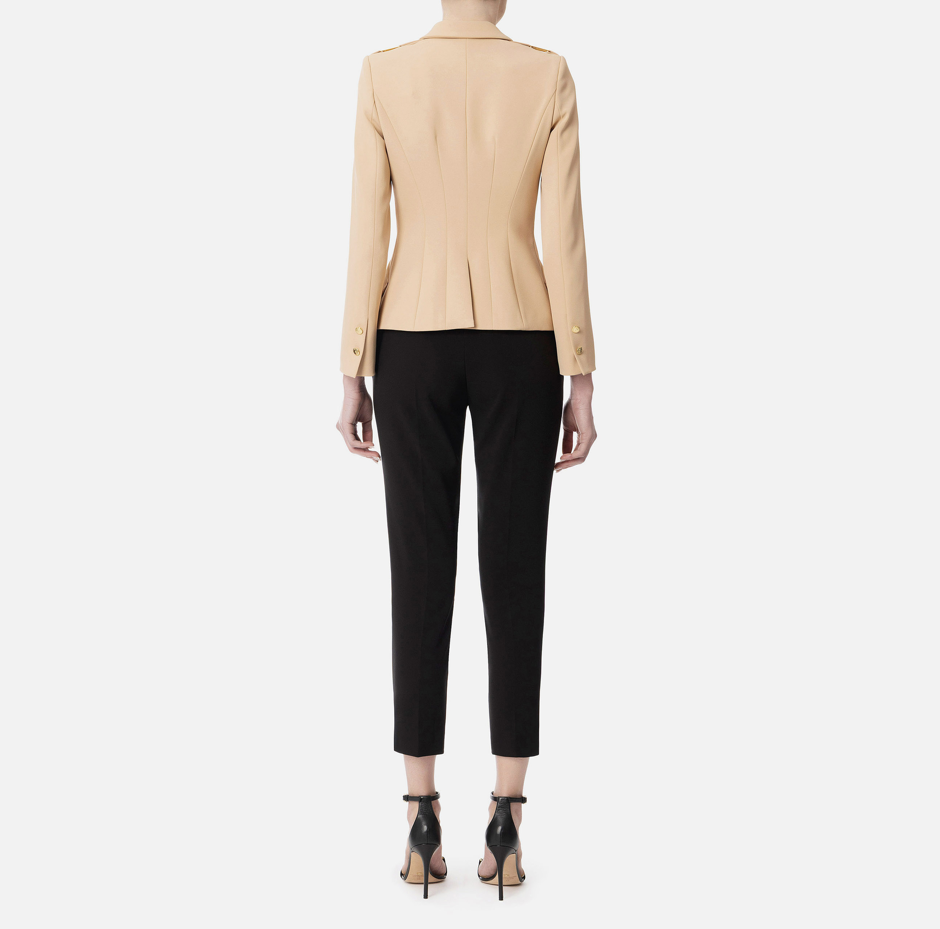 Lightweight double crepe jacket with logo buttons | Elisabetta Franchi® Outlet