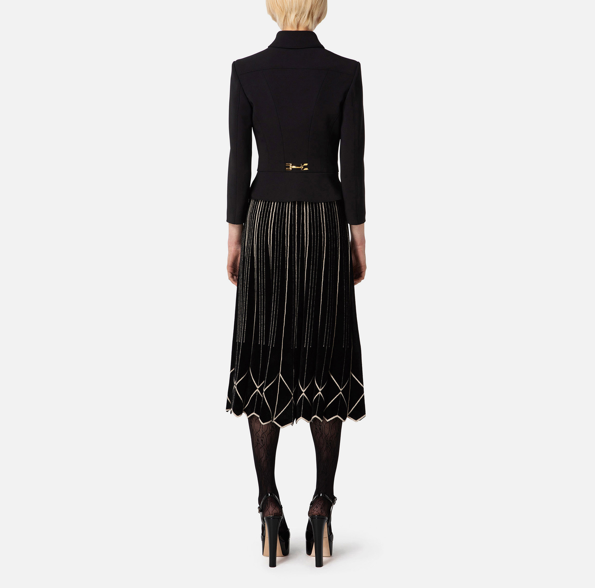 Veste à double boutonnage en crêpe de satin brillant - Elisabetta Franchi® Outlet