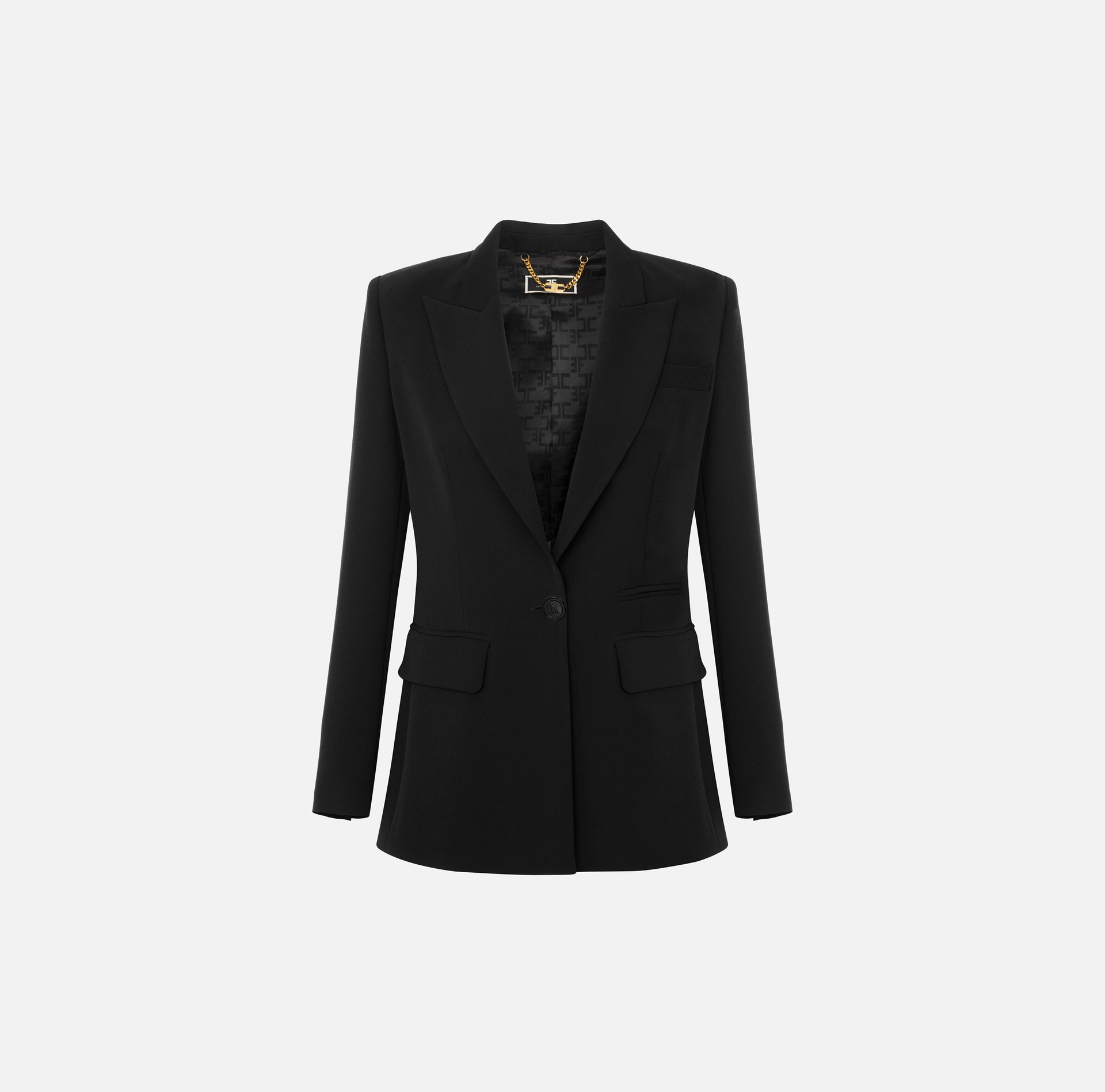 Lightweight crêpe jacket with shawl lapel - Elisabetta Franchi® Outlet