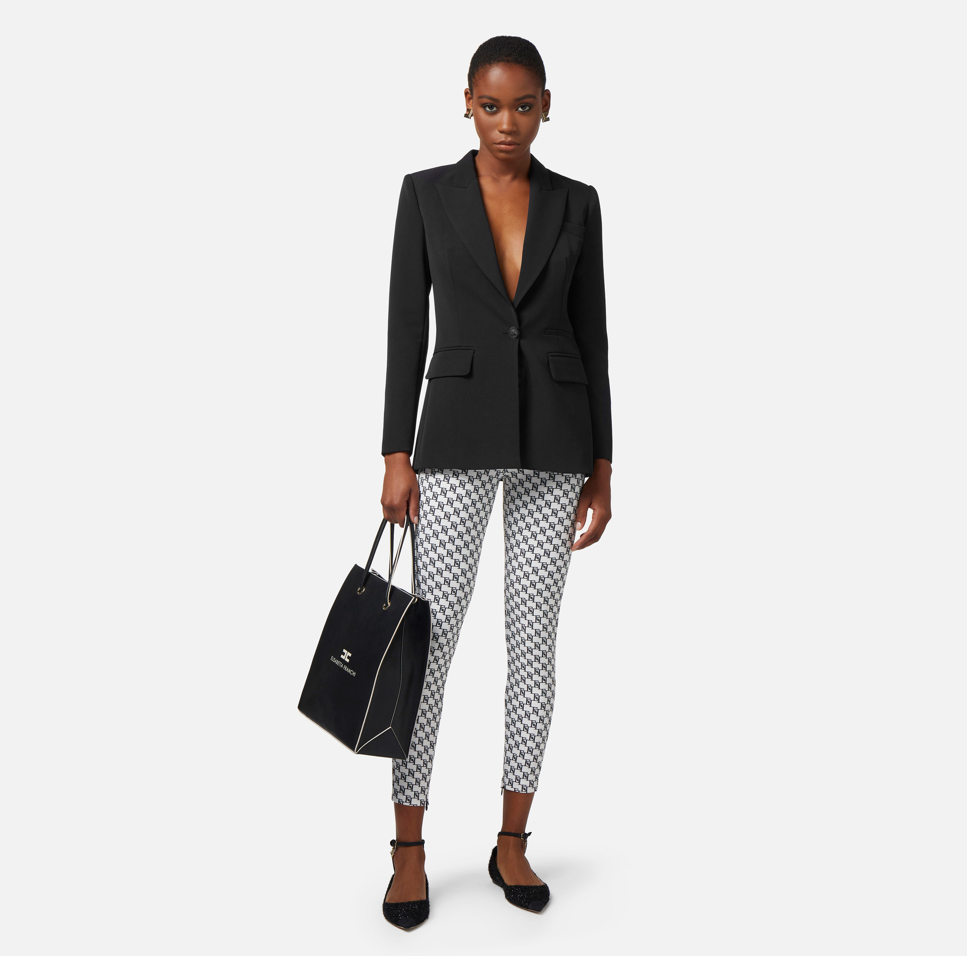 Lightweight crêpe jacket with shawl lapel - Elisabetta Franchi® Outlet
