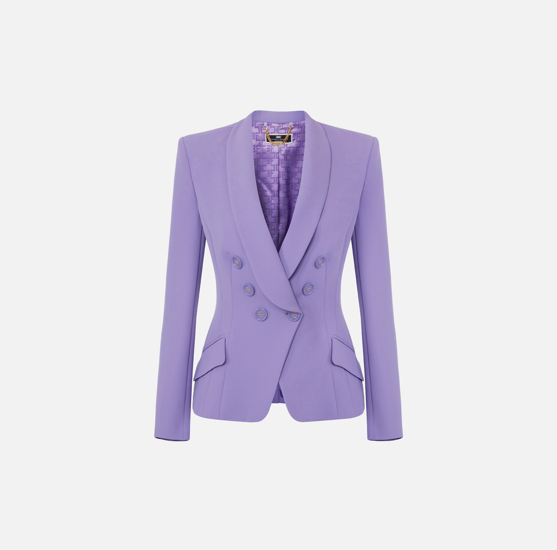 Crêpe double-breasted jacket with shawl lapel - Elisabetta Franchi® Outlet