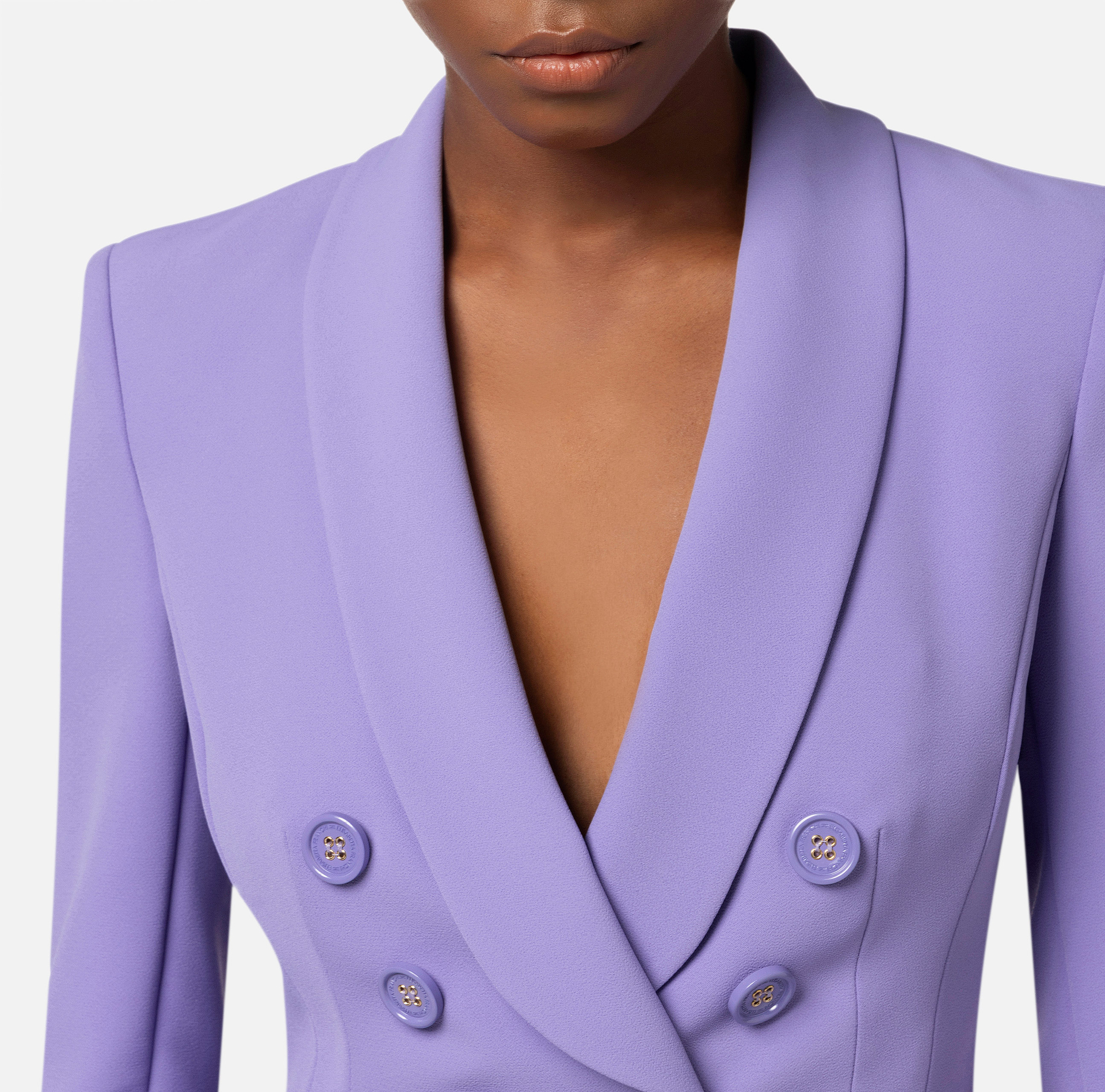 Crêpe double-breasted jacket with shawl lapel - Elisabetta Franchi® Outlet