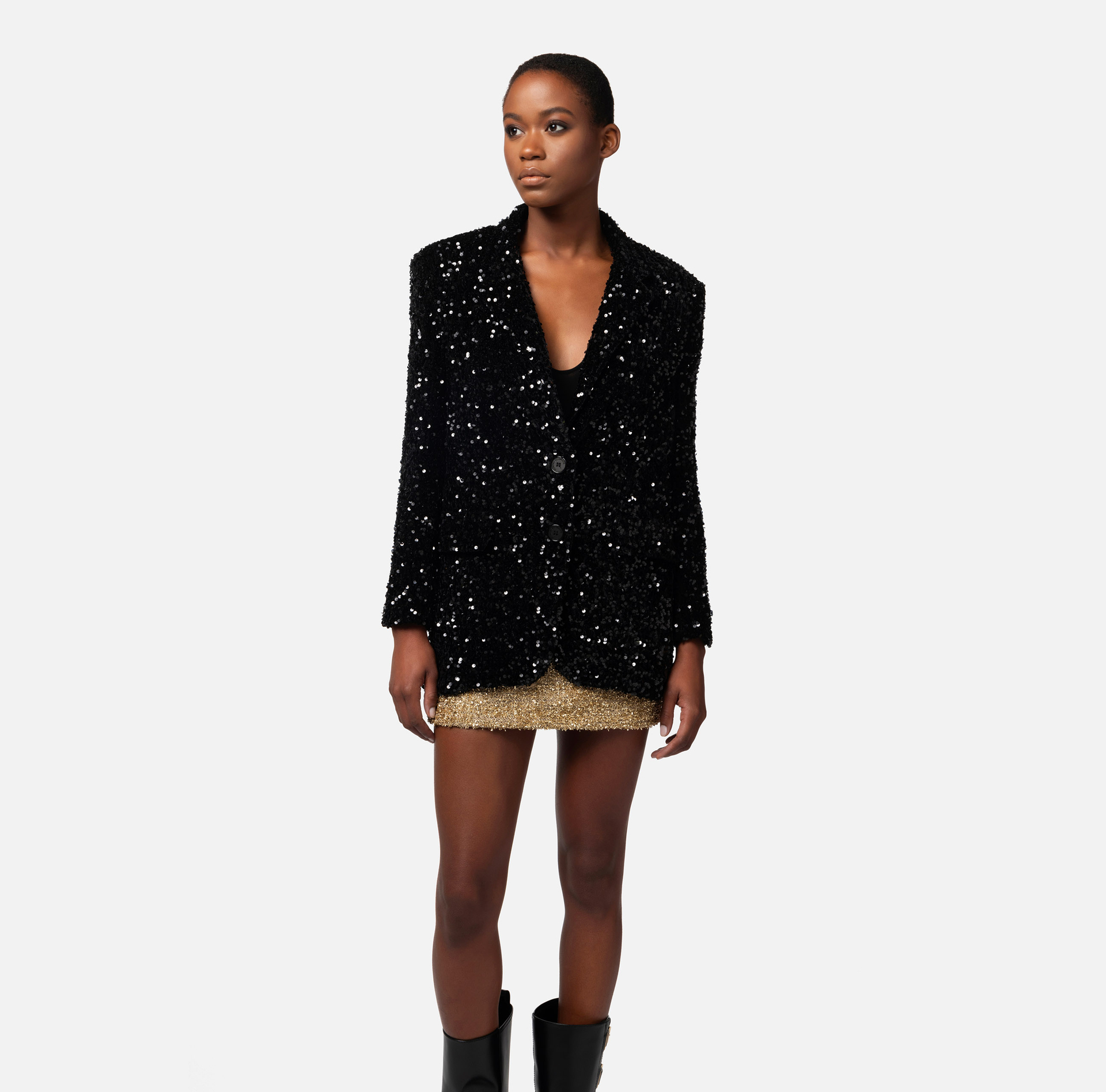 Chenille jacket with sequins - Elisabetta Franchi® Outlet