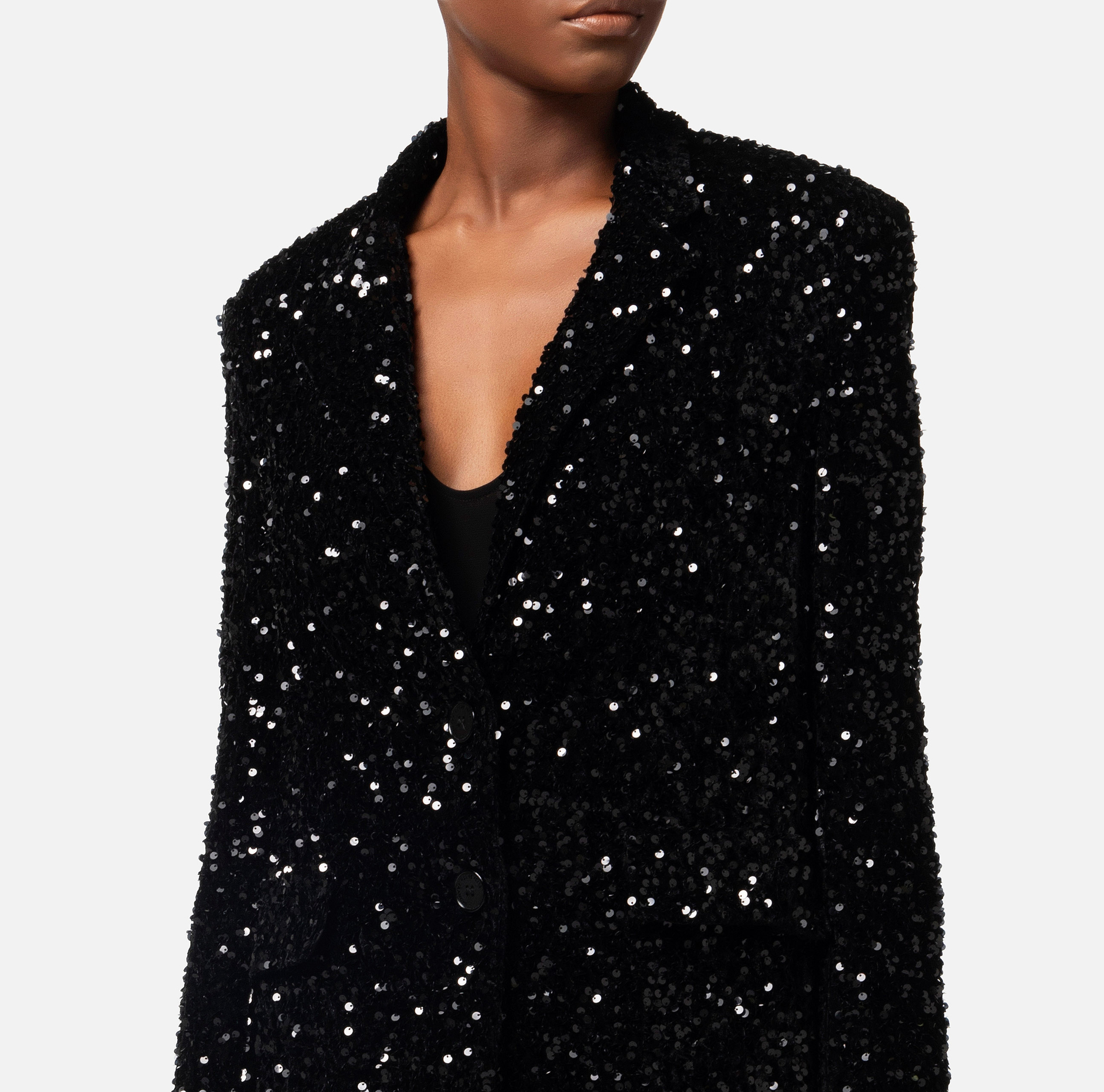 Chenille jacket with sequins - Elisabetta Franchi® Outlet