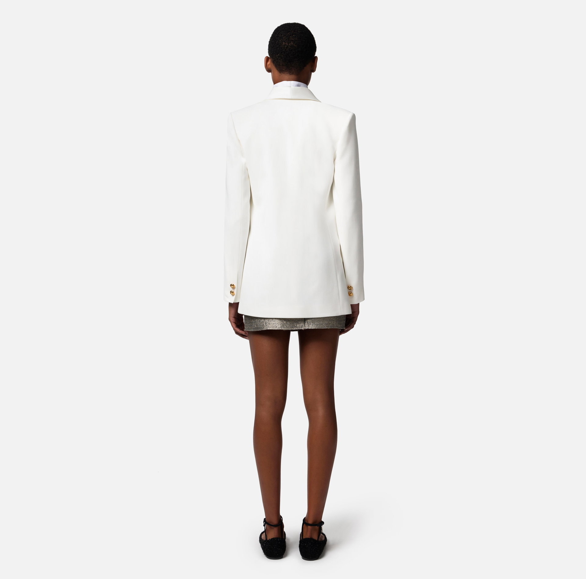 Chaqueta cruzada de viscosa con solapa tipo chal - Elisabetta Franchi® Outlet