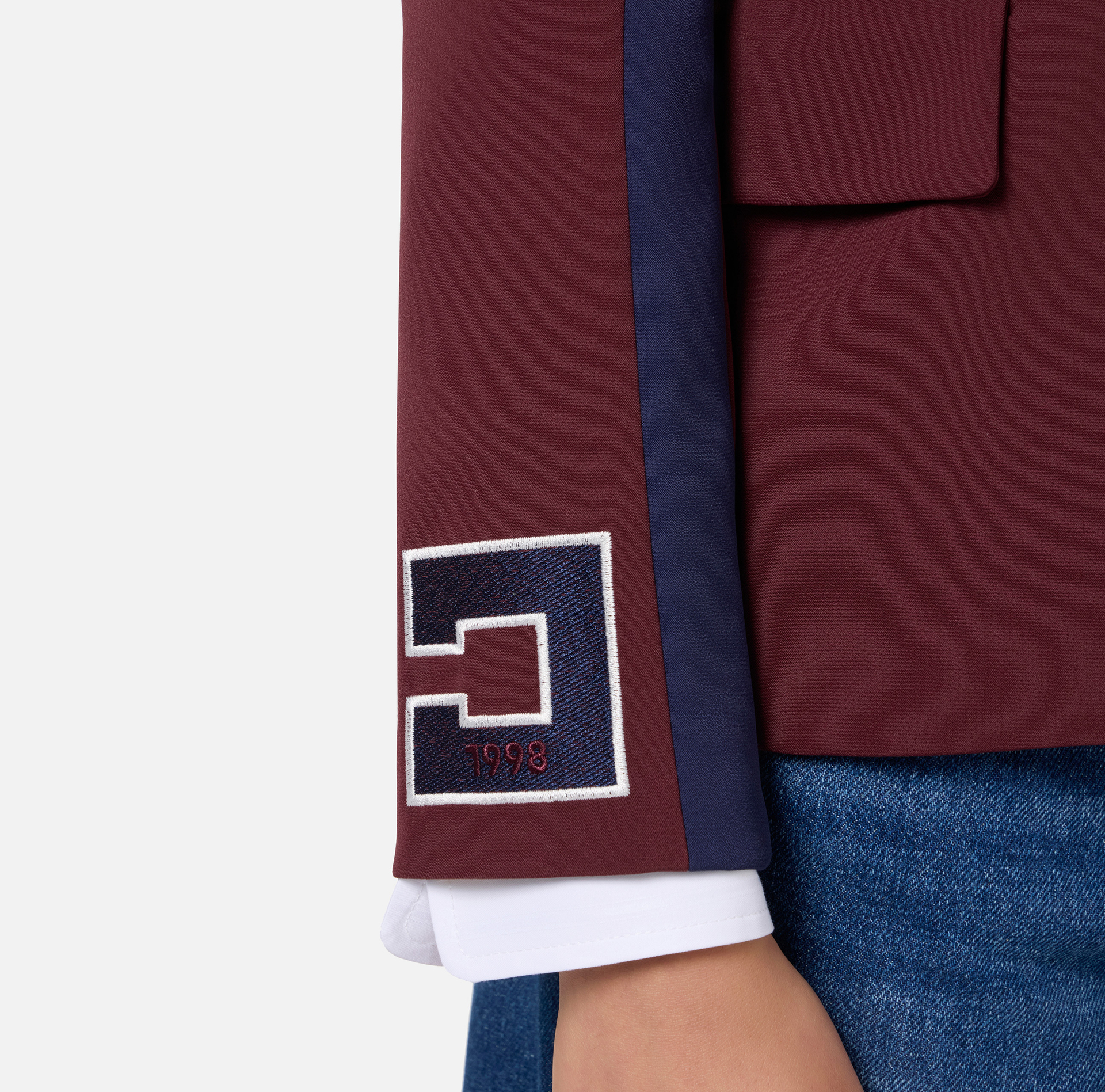 Stretch crêpe jacket with bands and logo embroidery | Elisabetta Franchi® Outlet