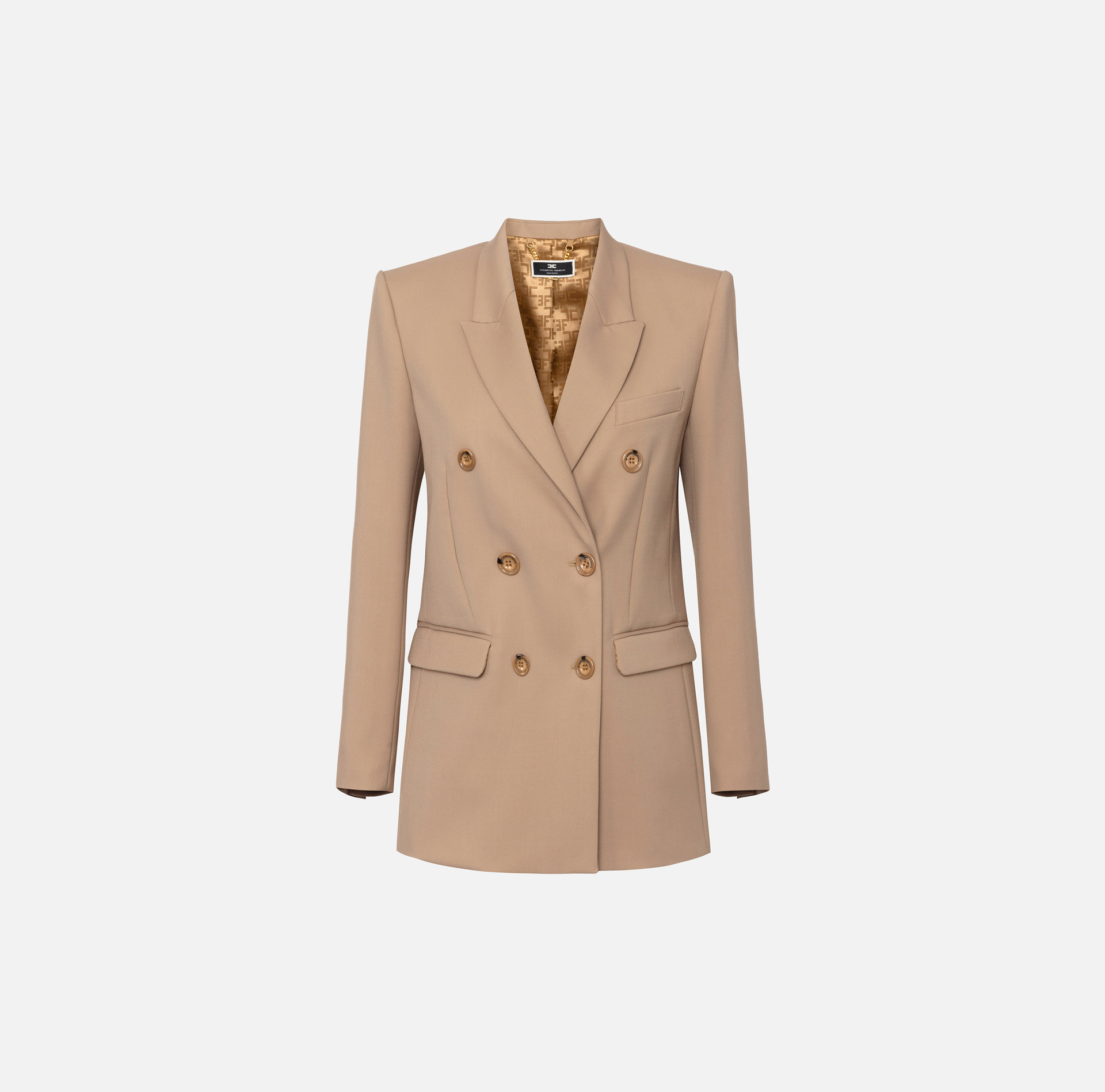 Veste à double boutonnage en laine froide - Elisabetta Franchi® Outlet