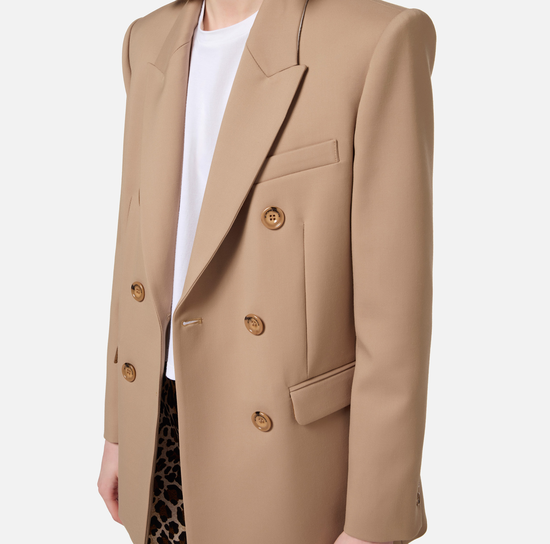 Veste à double boutonnage en laine froide - Elisabetta Franchi® Outlet