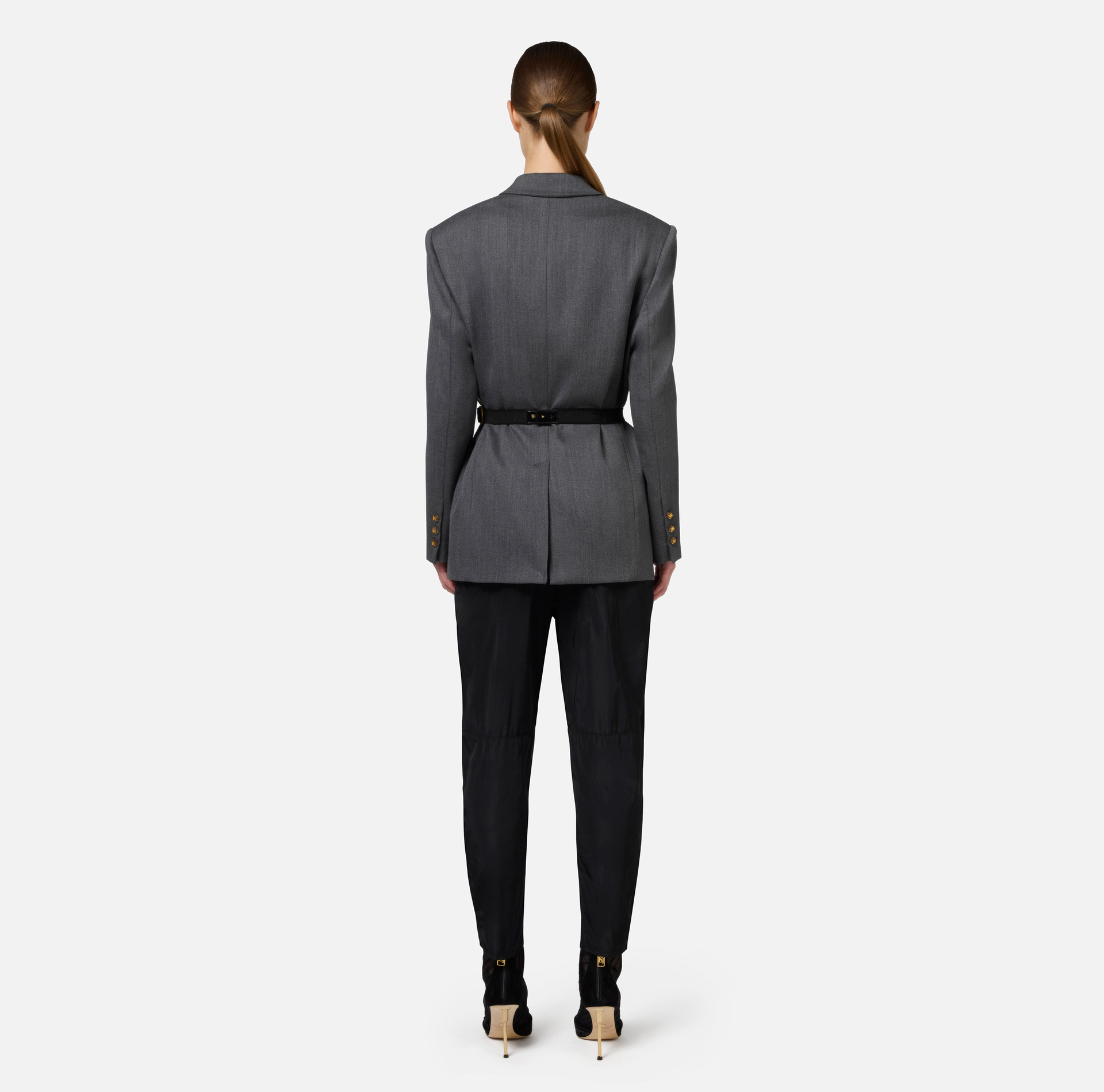 Cool wool jacket with belt | Elisabetta Franchi® Outlet