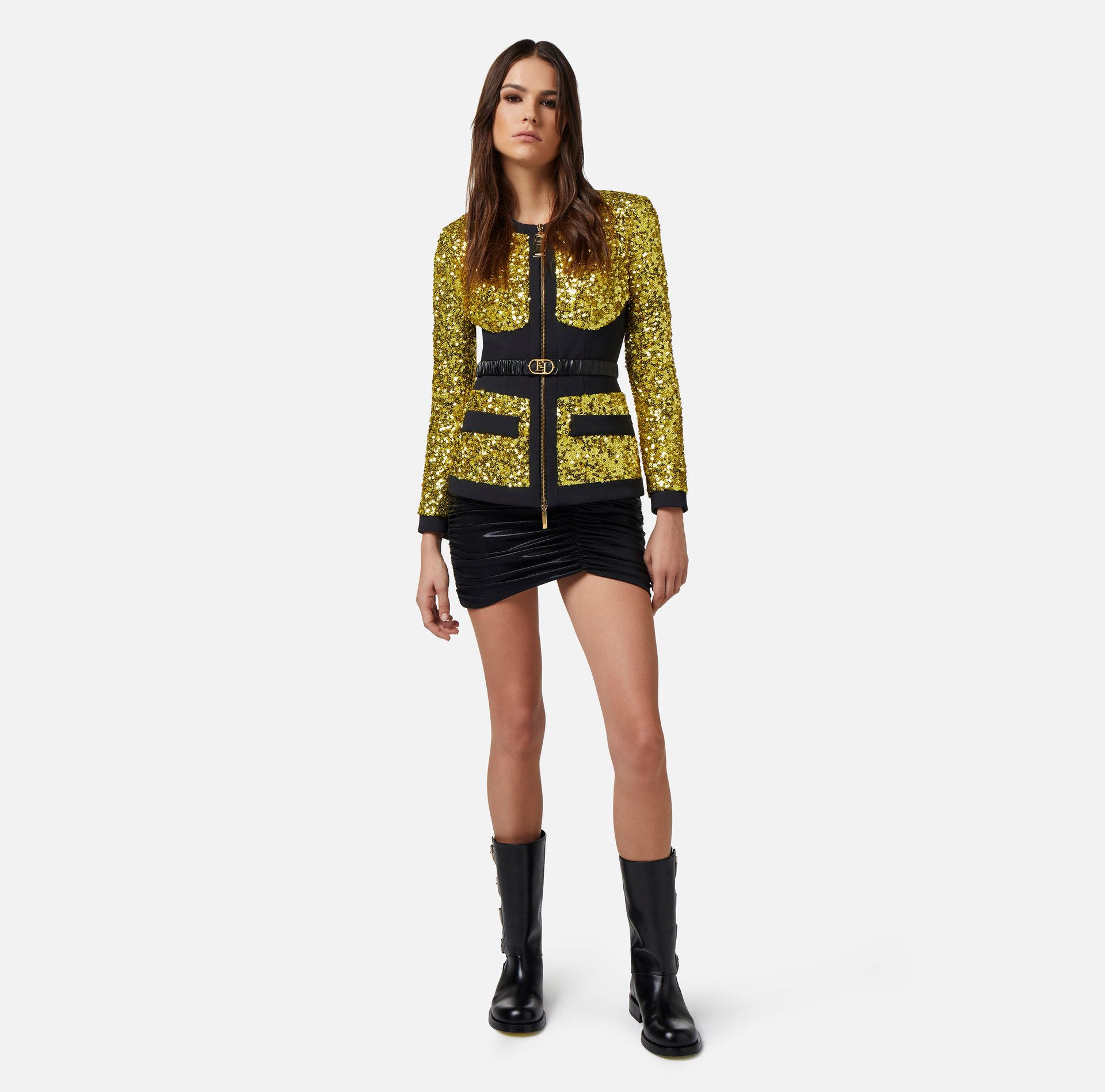 Sequin jacket with bodice - Elisabetta Franchi® Outlet