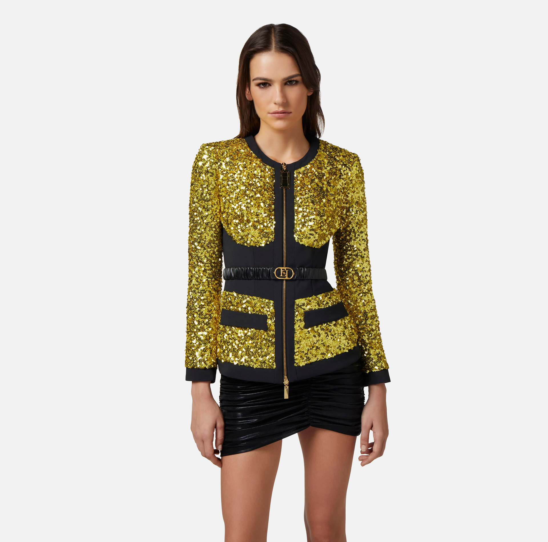 Sequin jacket with bodice - Elisabetta Franchi® Outlet